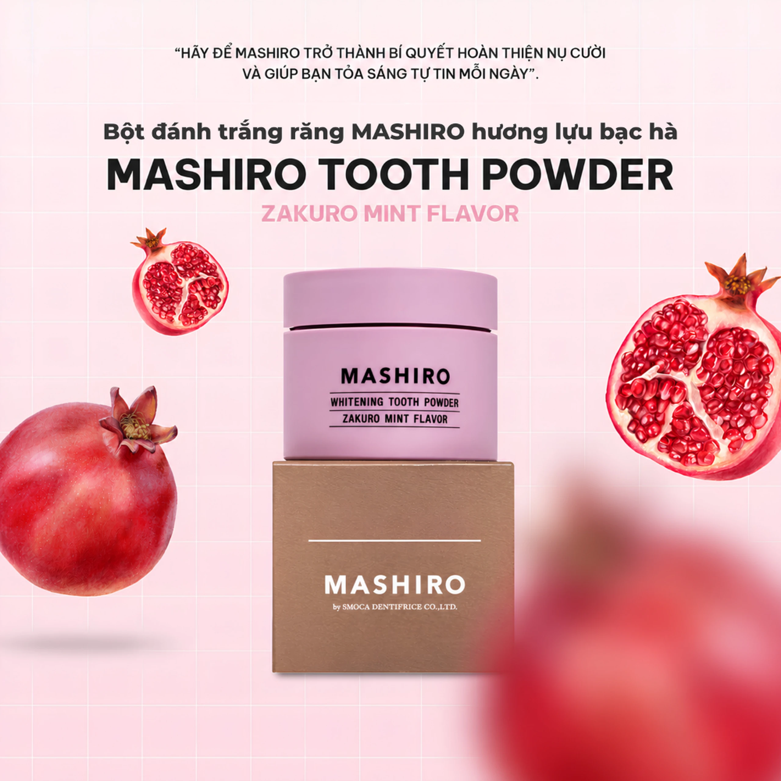 Bột đánh trắng răng hương lựu bạc hà Mashiro Tooth Powder Zakuro Mint Flavor 30g 4