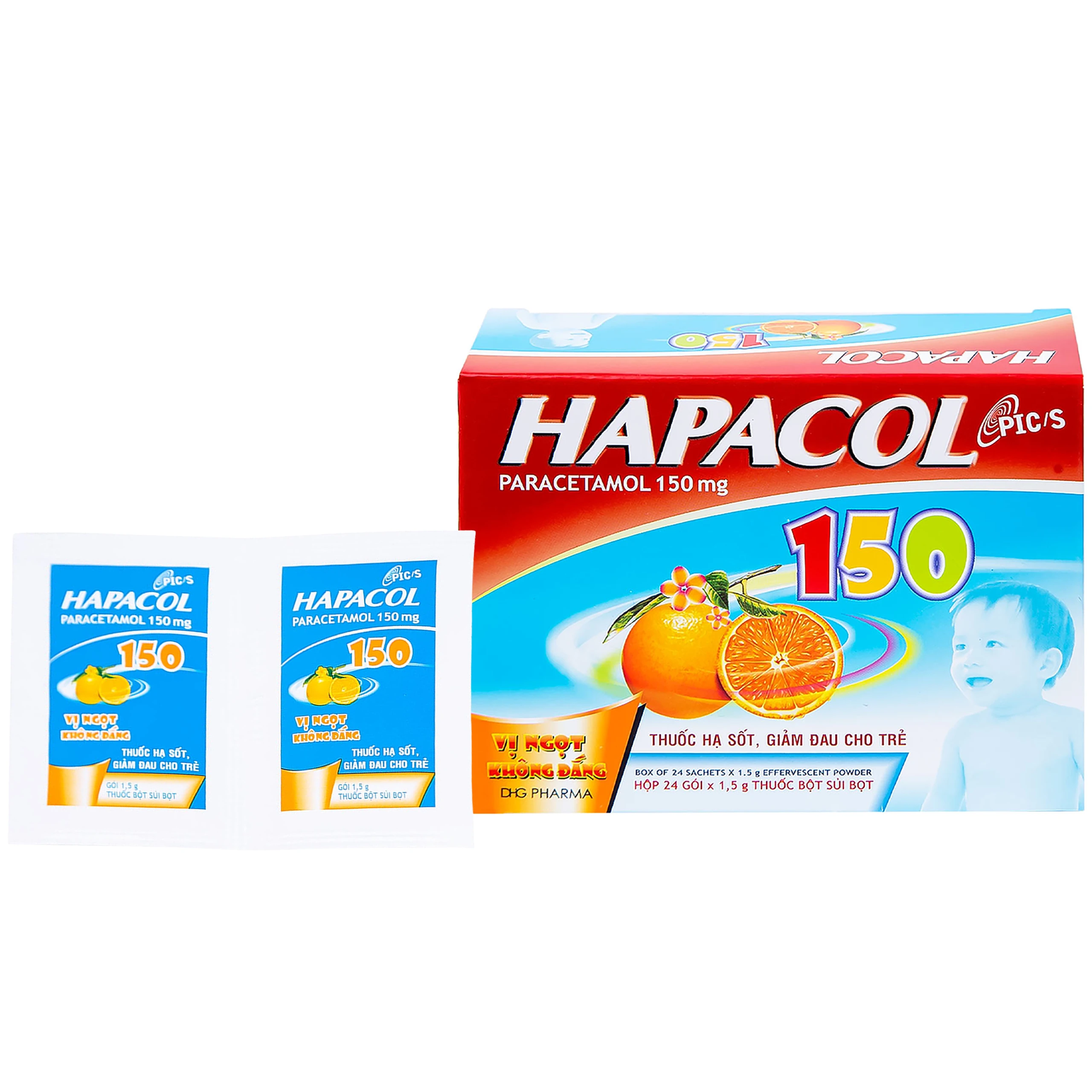 Bột Hapacol 150 DHG giảm đau, hạ sốt (24 gói) 1
