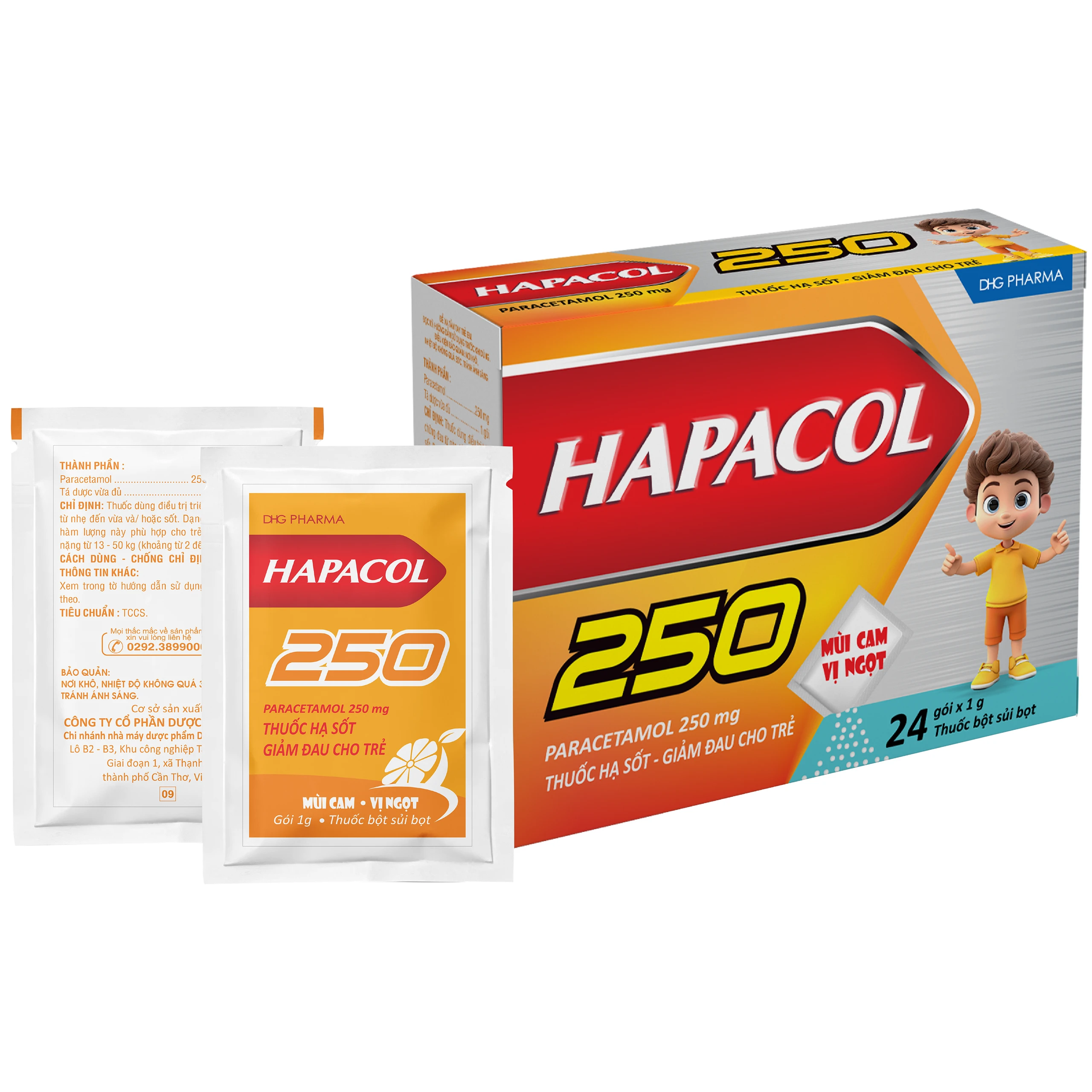 Bột Hapacol 250 DHG giảm đau, hạ sốt (24 gói) 1