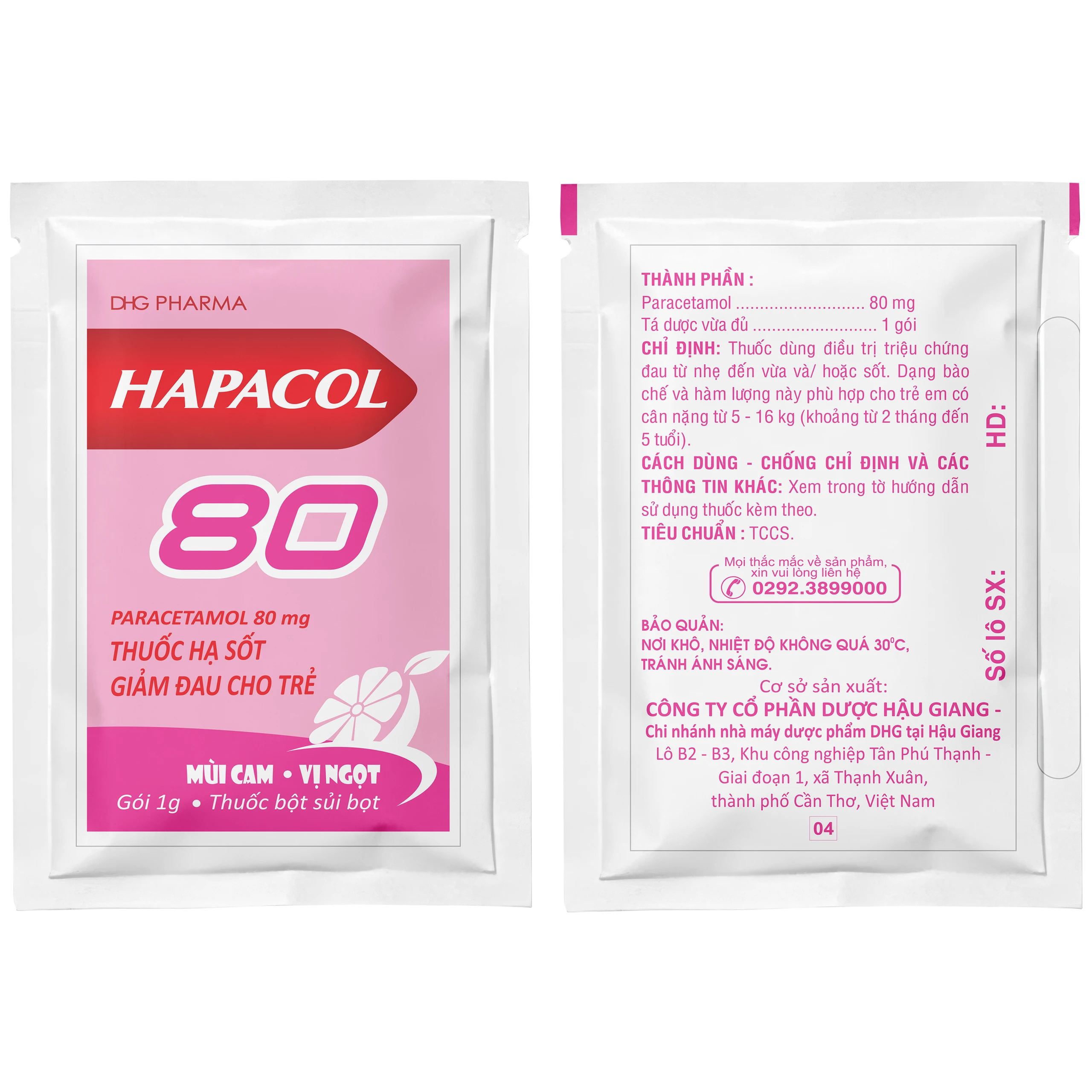 Bột Hapacol 80 DHG giảm đau, hạ sốt (24 gói) 4