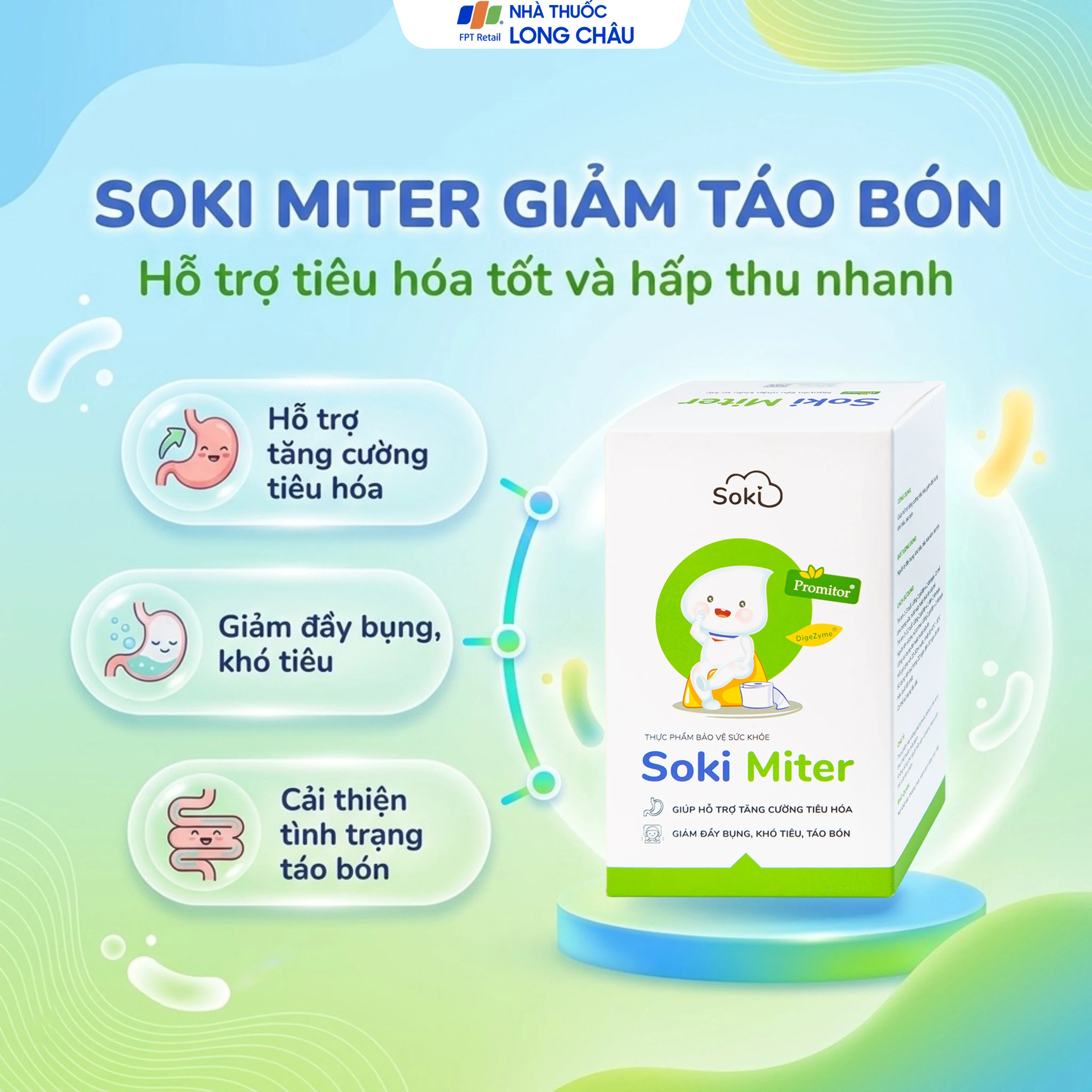 Bột hòa tan hỗ trợ tăng cường tiêu hóa, giảm đầy bụng, khó tiêu, táo bón Soki Miter (20 gói x 6g) 2