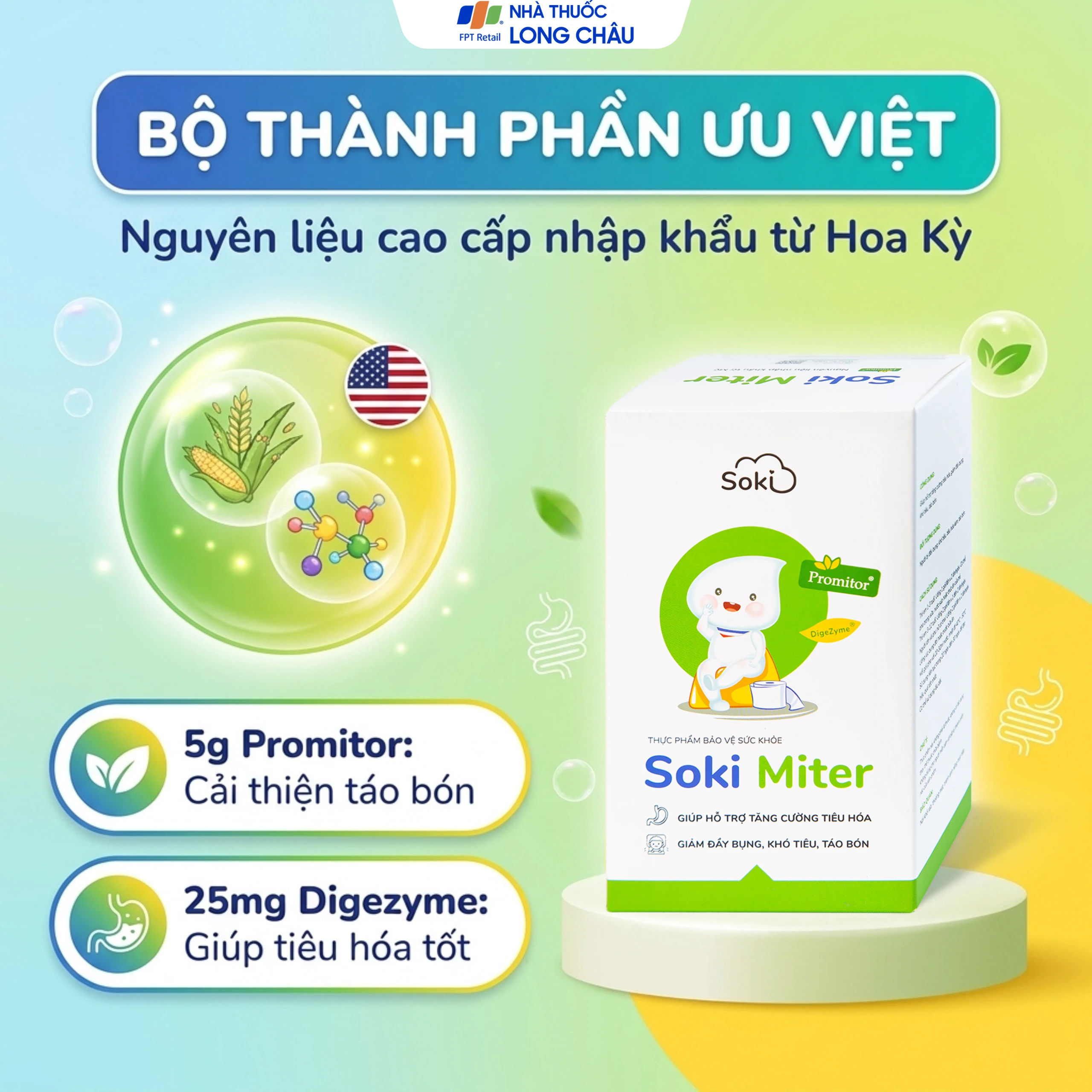 Bột hòa tan hỗ trợ tăng cường tiêu hóa, giảm đầy bụng, khó tiêu, táo bón Soki Miter (20 gói x 6g) 3