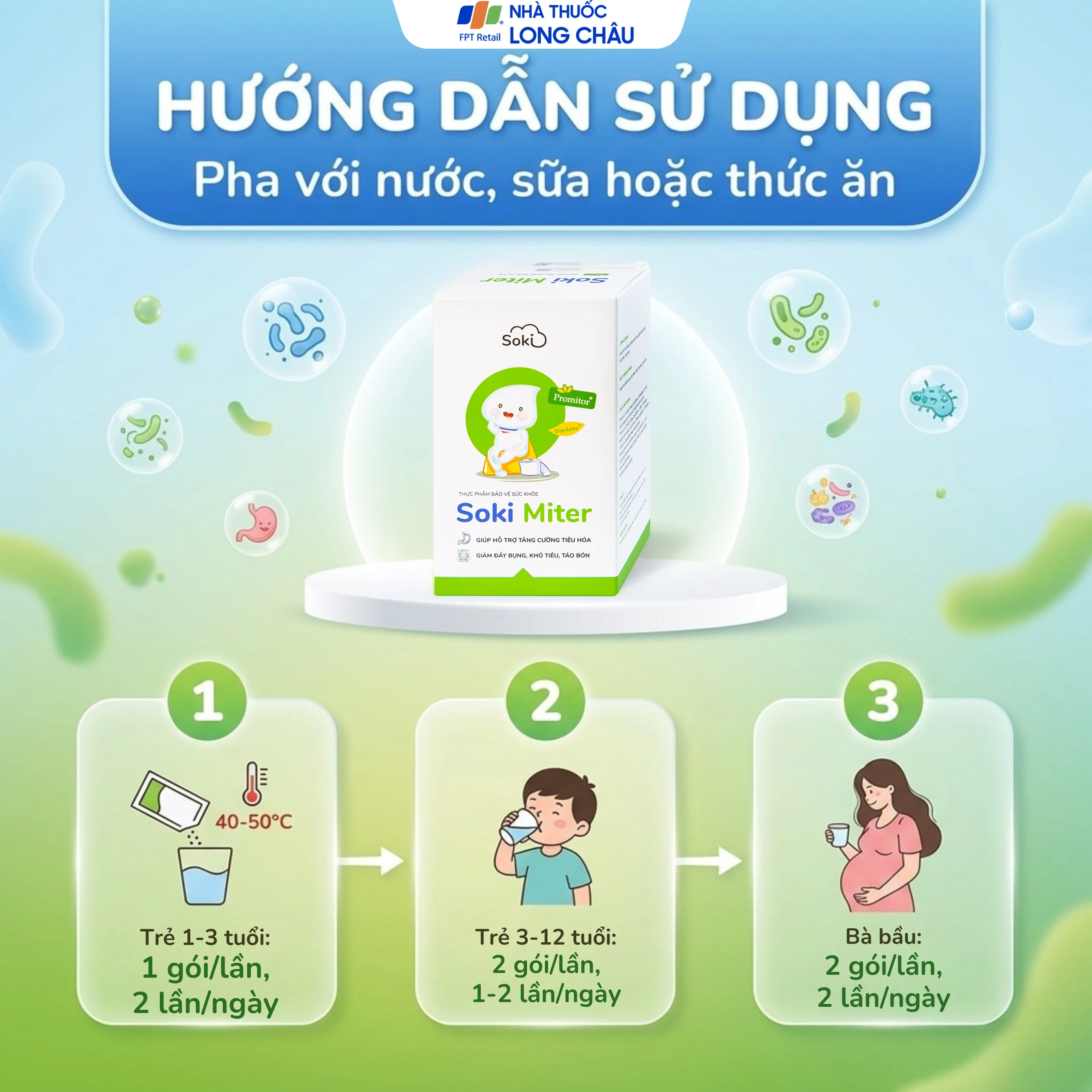 Bột hòa tan hỗ trợ tăng cường tiêu hóa, giảm đầy bụng, khó tiêu, táo bón Soki Miter (20 gói x 6g) 5