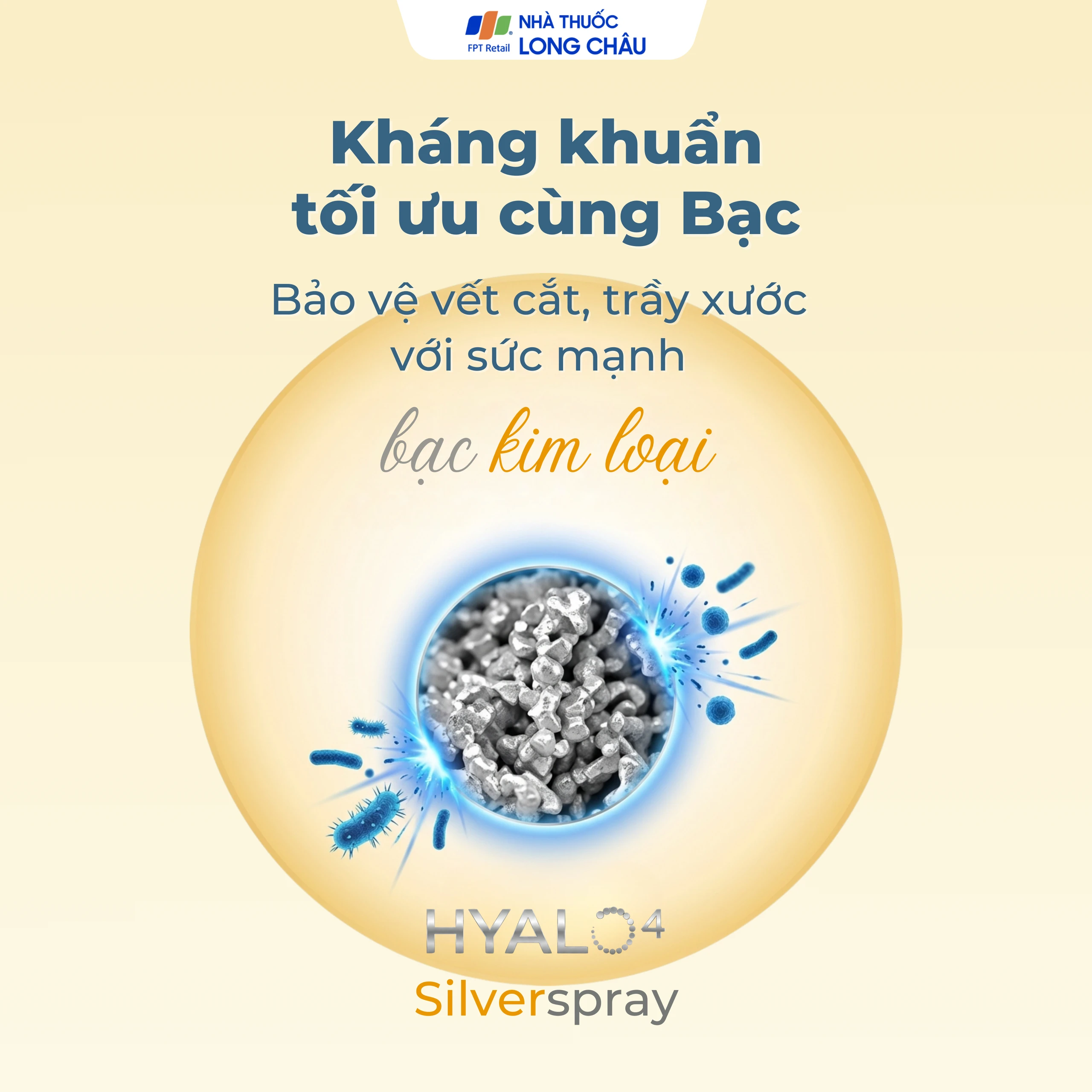 Xịt phủ vết thương, vết bỏng Hyalo4 Silver Spray 50ml giúp bảo vệ làm lành vết thương