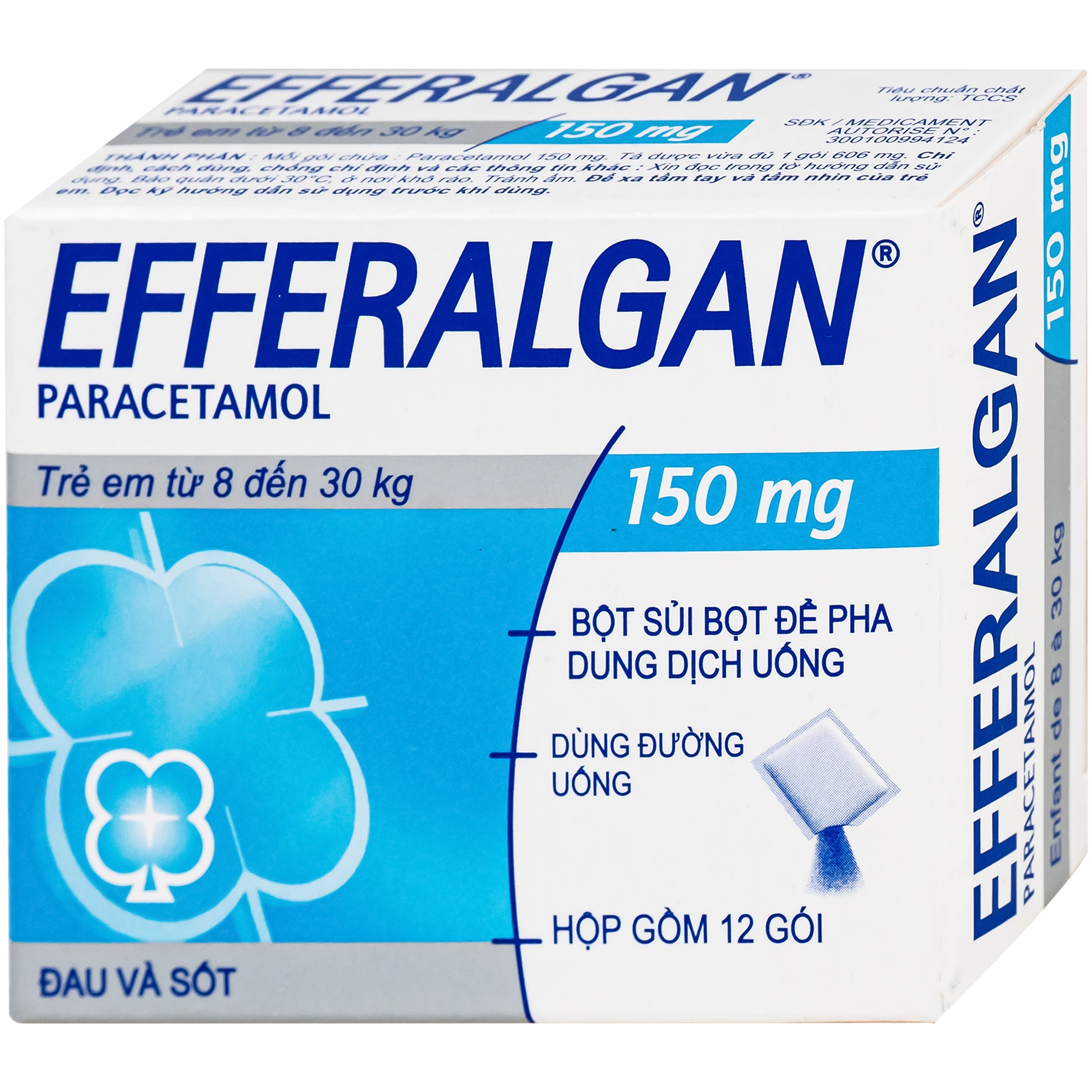 Bột sủi Efferalgan 150mg UPSA SAS giảm đau, hạ sốt (12 gói) 2