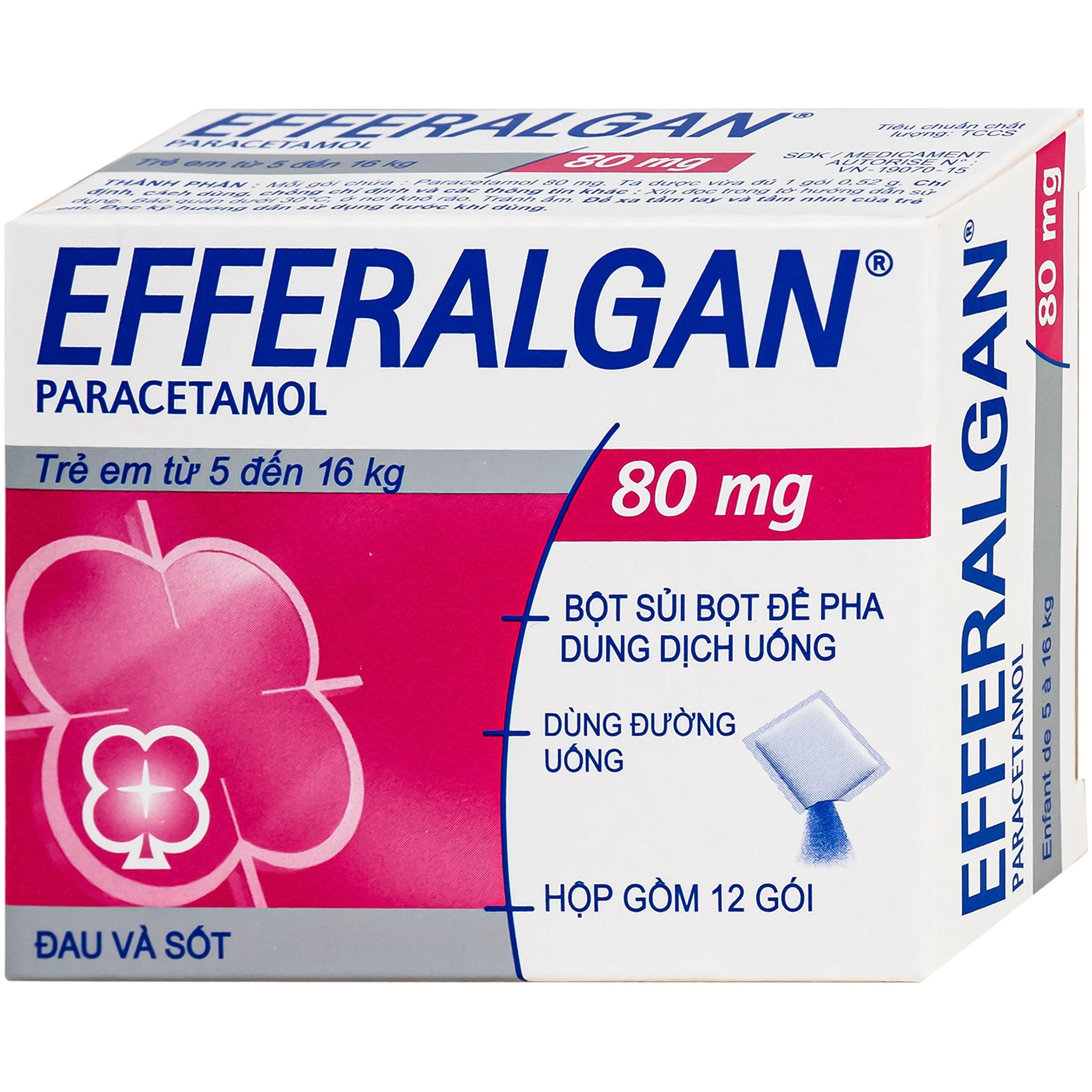 Bột sủi Efferalgan 80mg UPSA SAS giảm đau, hạ sốt (12 gói) 2