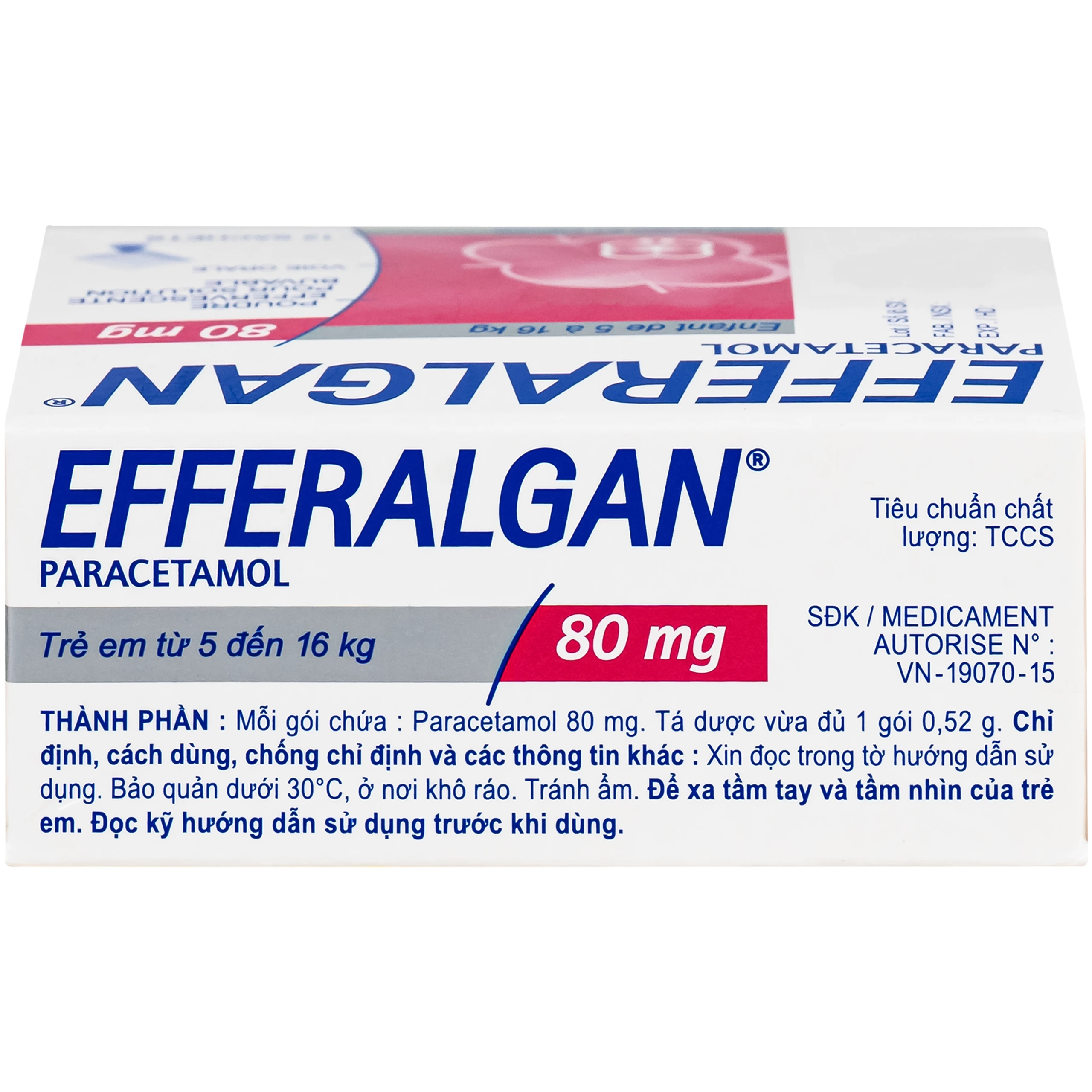 Bột sủi Efferalgan 80mg UPSA SAS giảm đau, hạ sốt (12 gói) 3