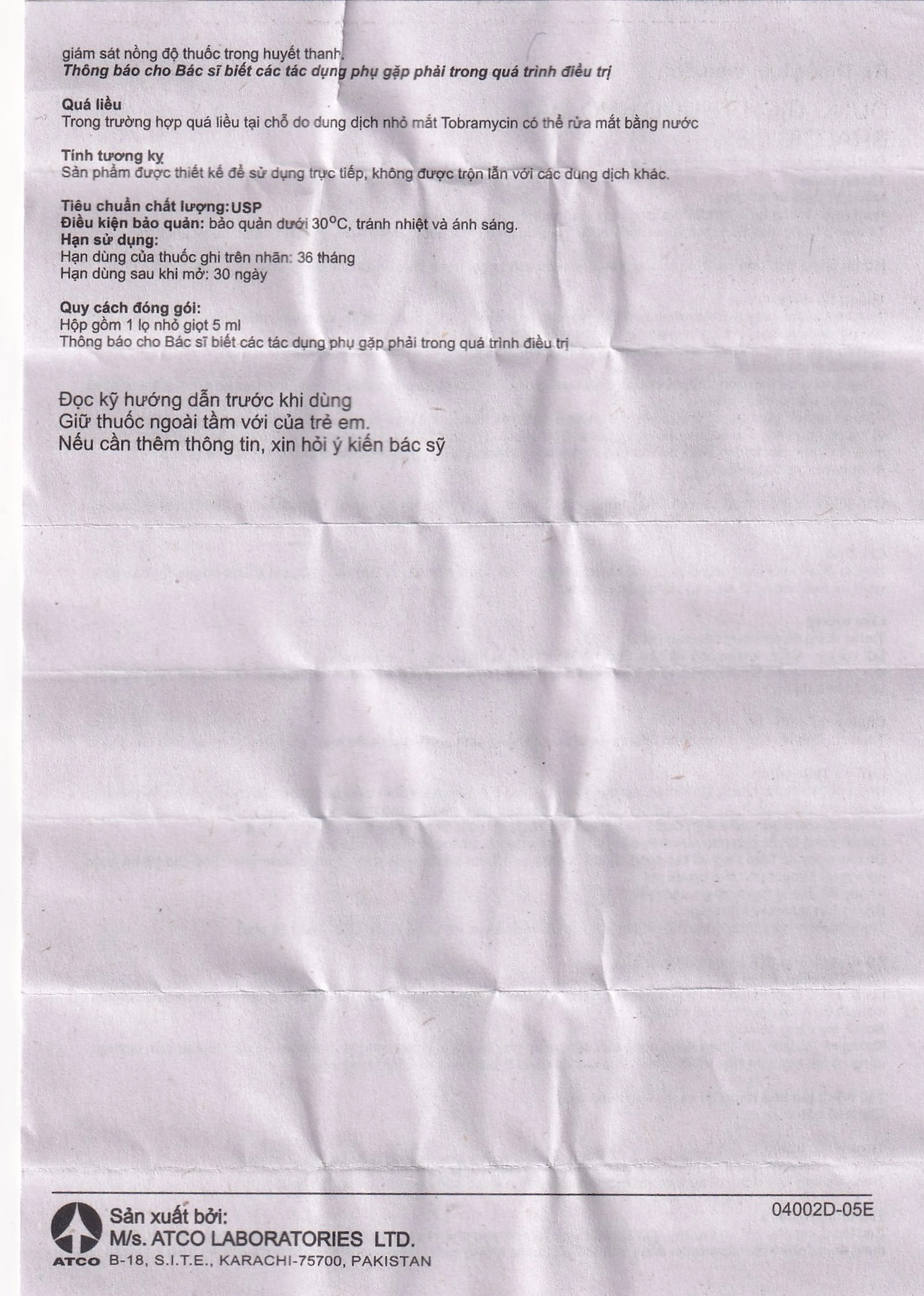 Thuốc Bralcib 3mg Atco điều trị các nhiễm khuẩn phần ngoài mắt do vi khuẩn nhạy cảm (5ml)