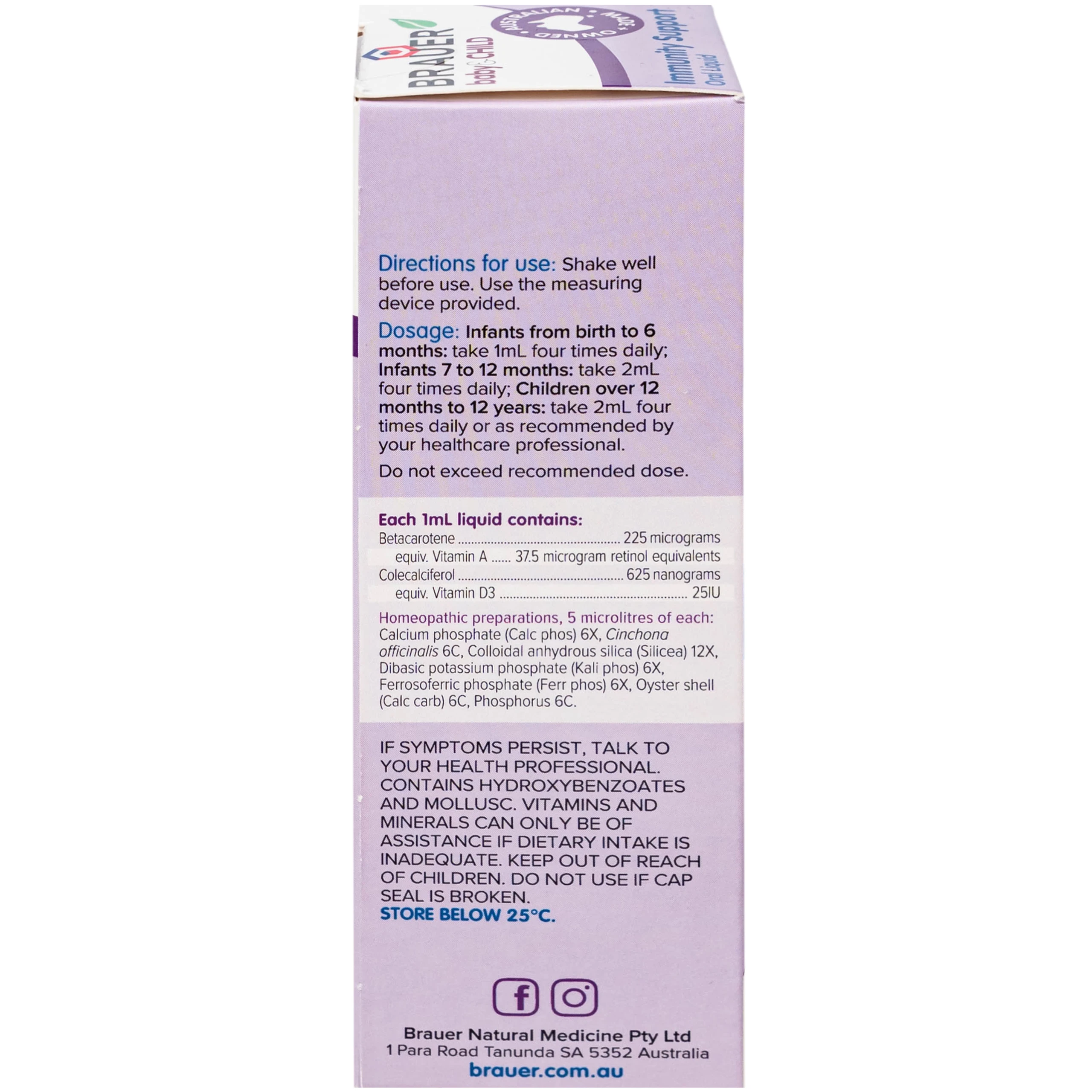 Siro bổ sung Betacarotene và Vitamin D3 giúp tăng đề kháng cho bé Brauer Baby & Child Immunity Support 100ml