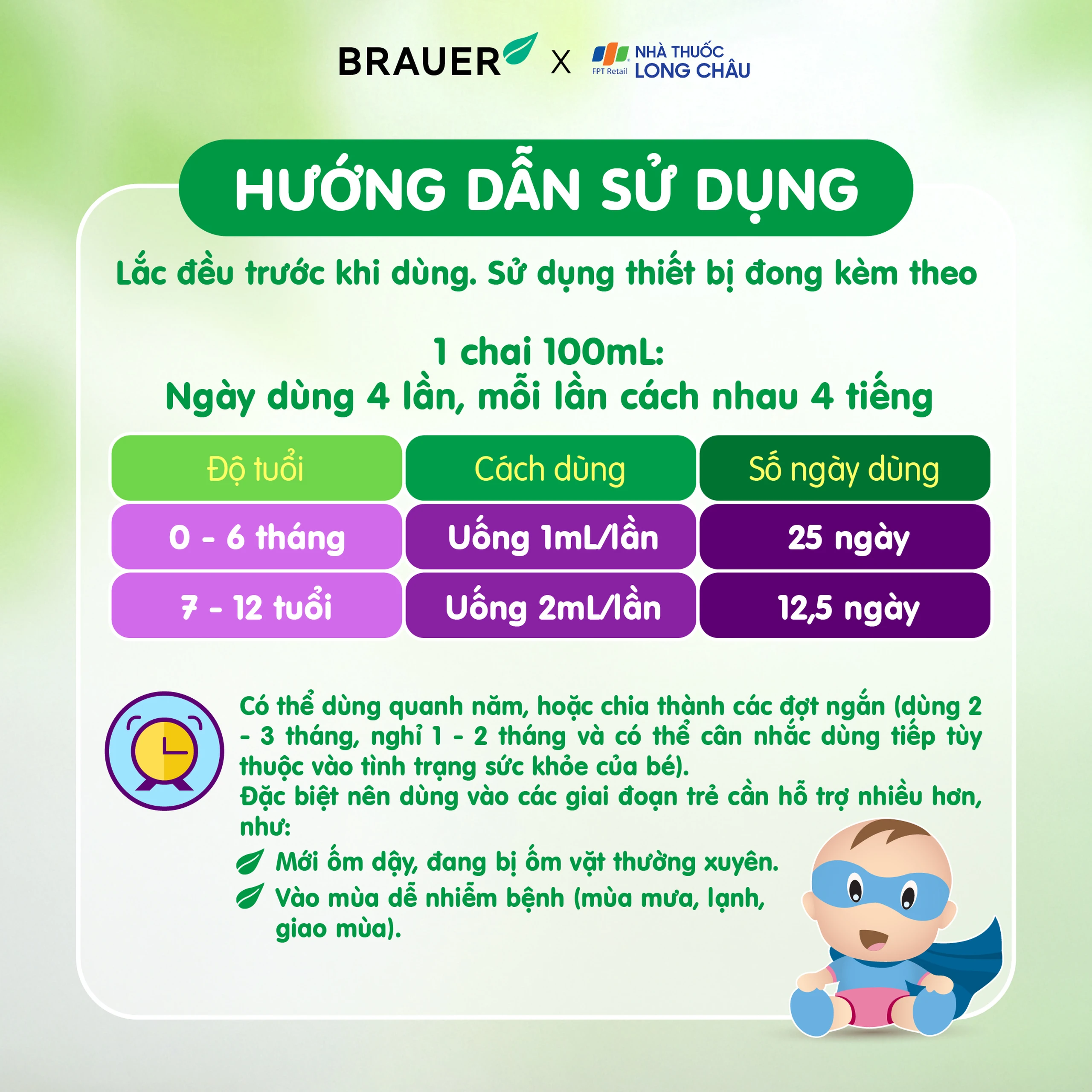 Siro bổ sung Betacarotene và Vitamin D3 giúp tăng đề kháng cho bé Brauer Baby & Child Immunity Support 100ml 5