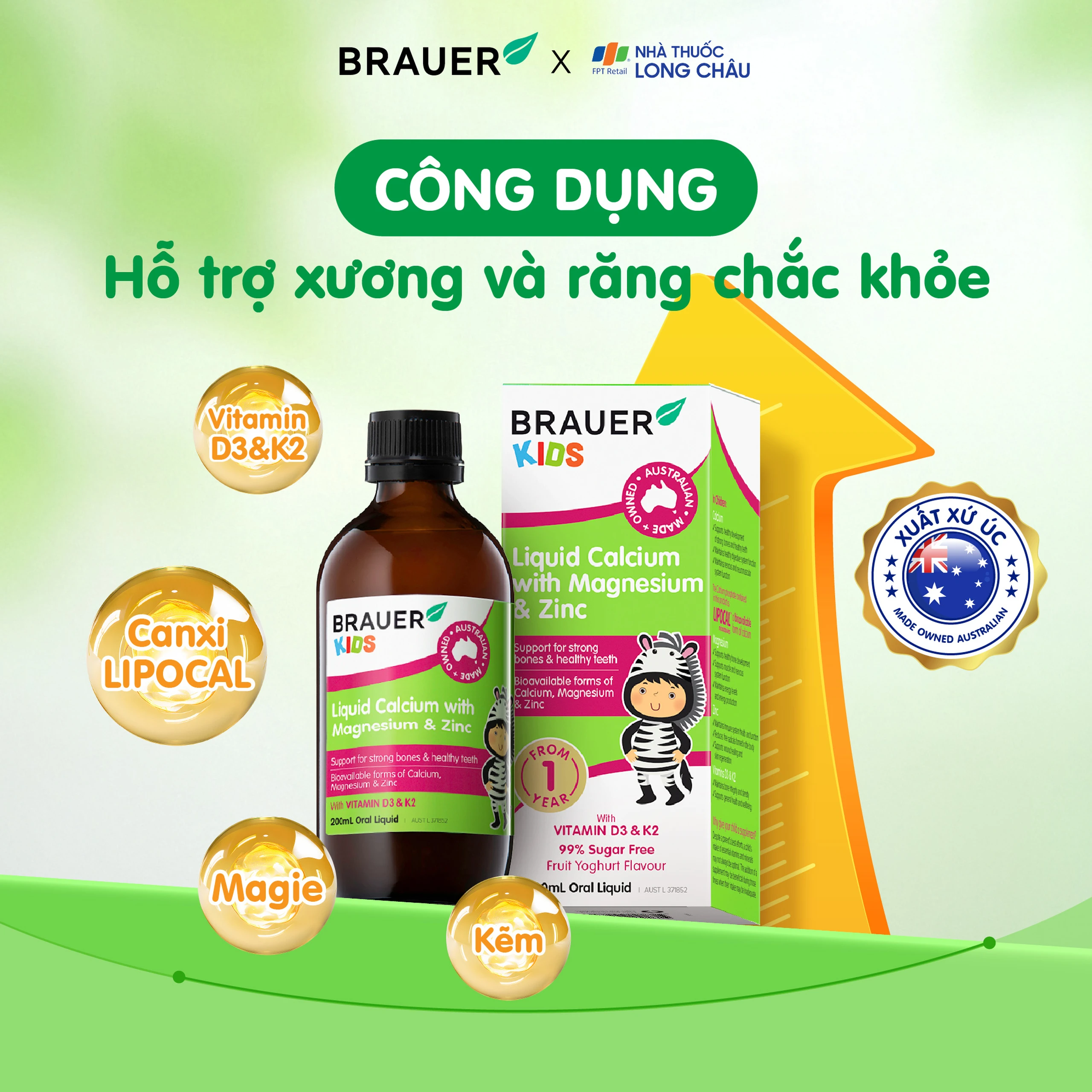 Siro hỗ trợ xương răng phát triển chắc khỏe cho bé Kids Liquid Calcium with Magnesium And Zinc (200ml) 2