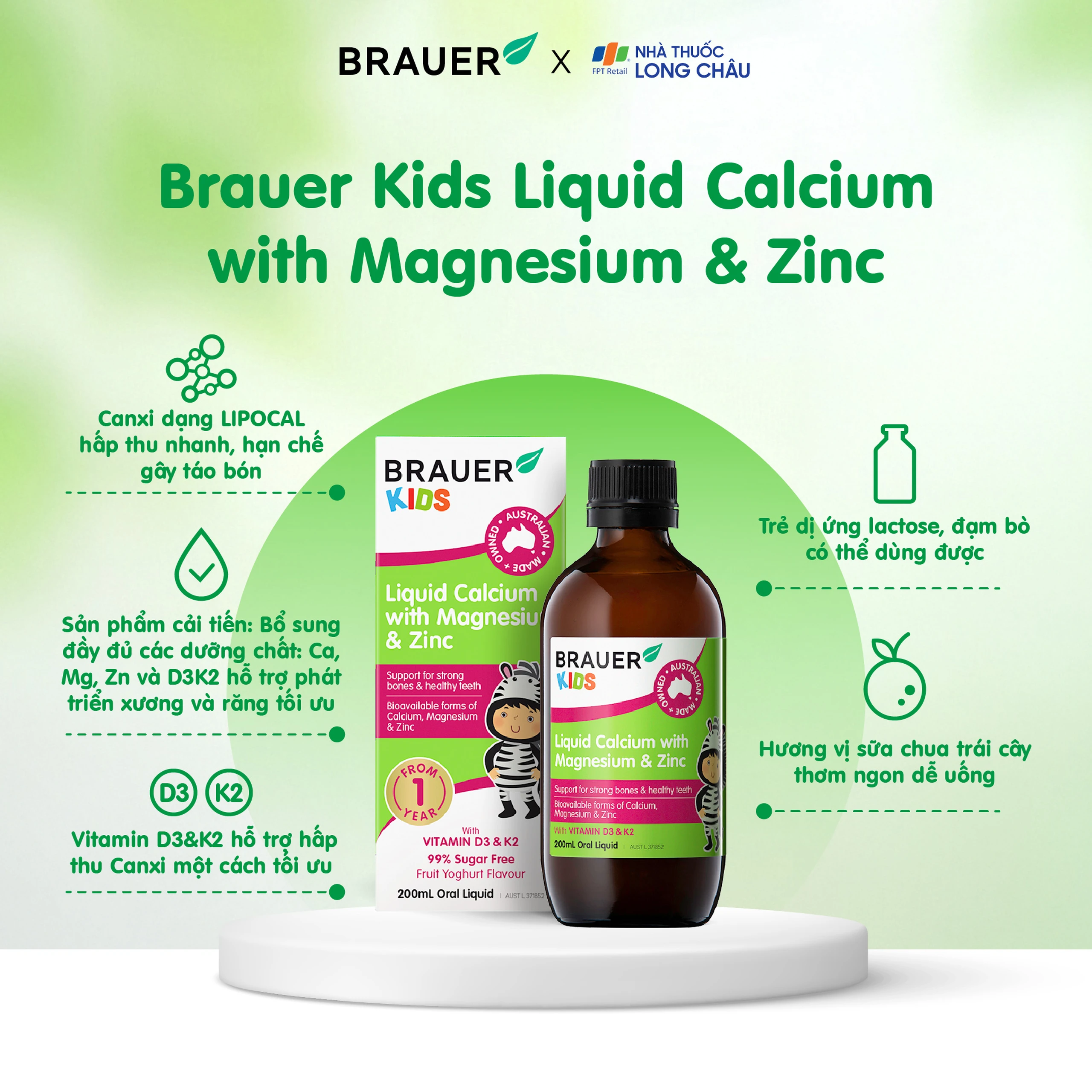 Siro hỗ trợ xương răng phát triển chắc khỏe cho bé Kids Liquid Calcium with Magnesium And Zinc (200ml) 3