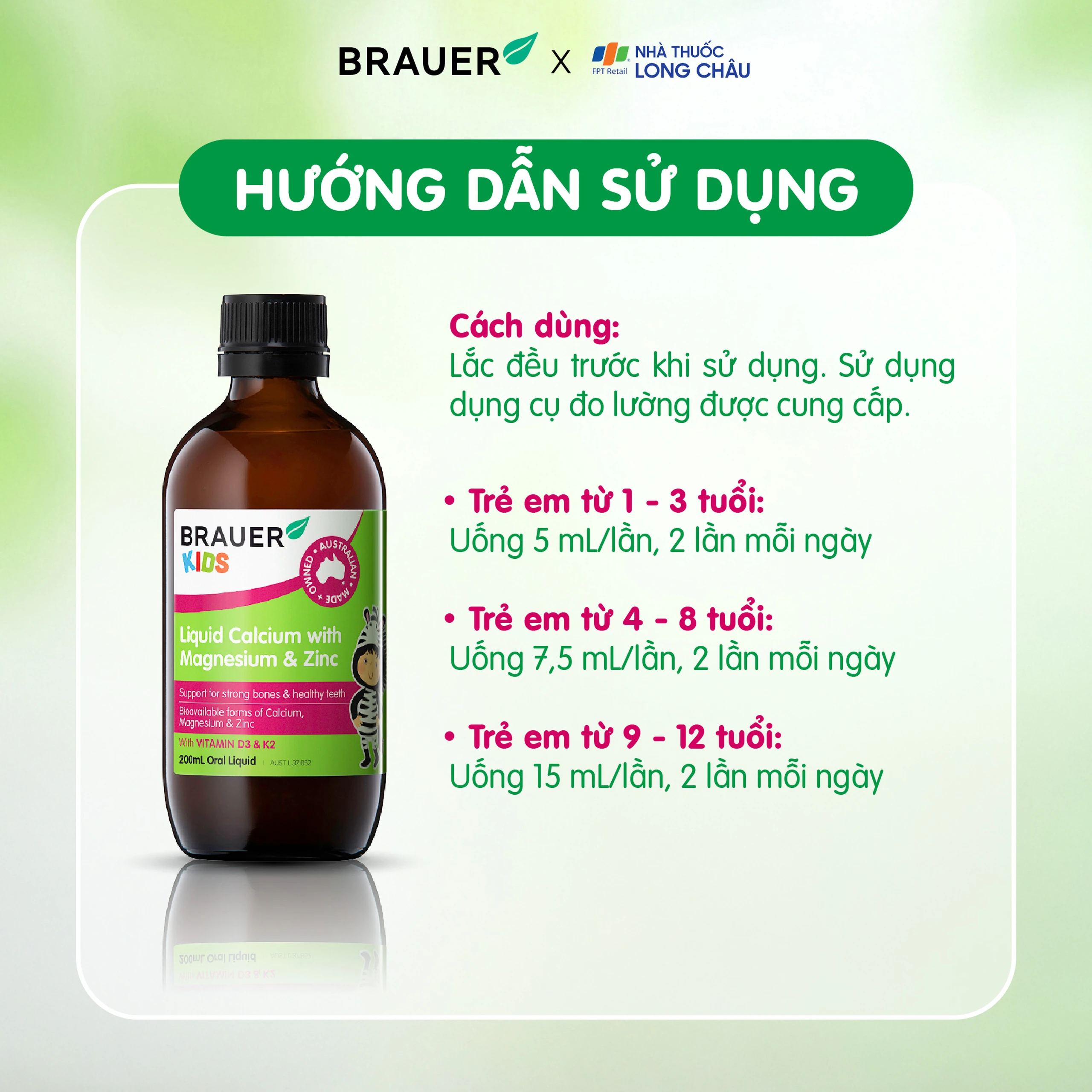 Siro hỗ trợ xương răng phát triển chắc khỏe cho bé Kids Liquid Calcium with Magnesium And Zinc (200ml) 5