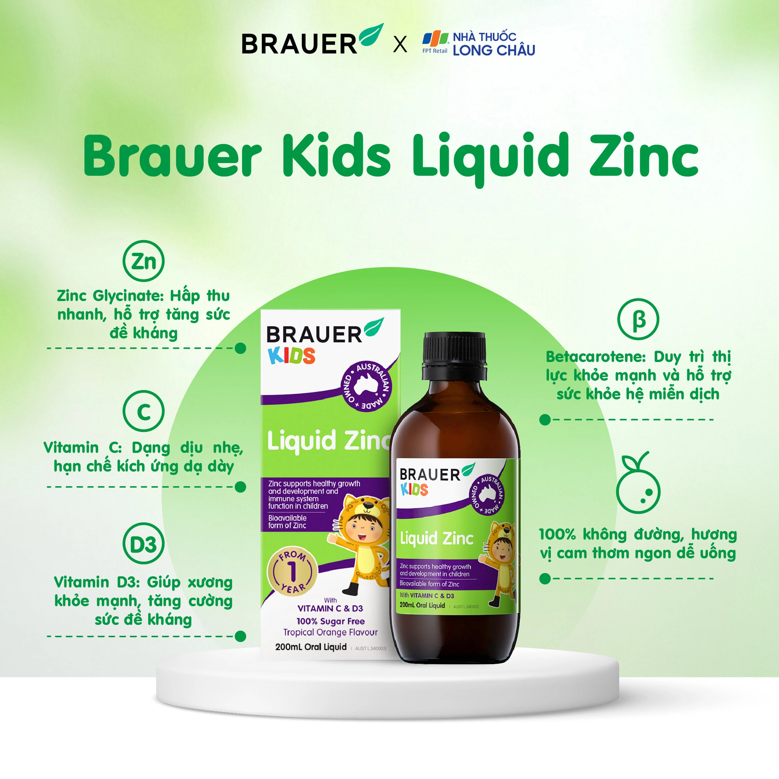 Siro bổ sung kẽm tăng sức đề kháng cho trẻBrauer Baby & Kids Liquid Zinc (200ml) 3