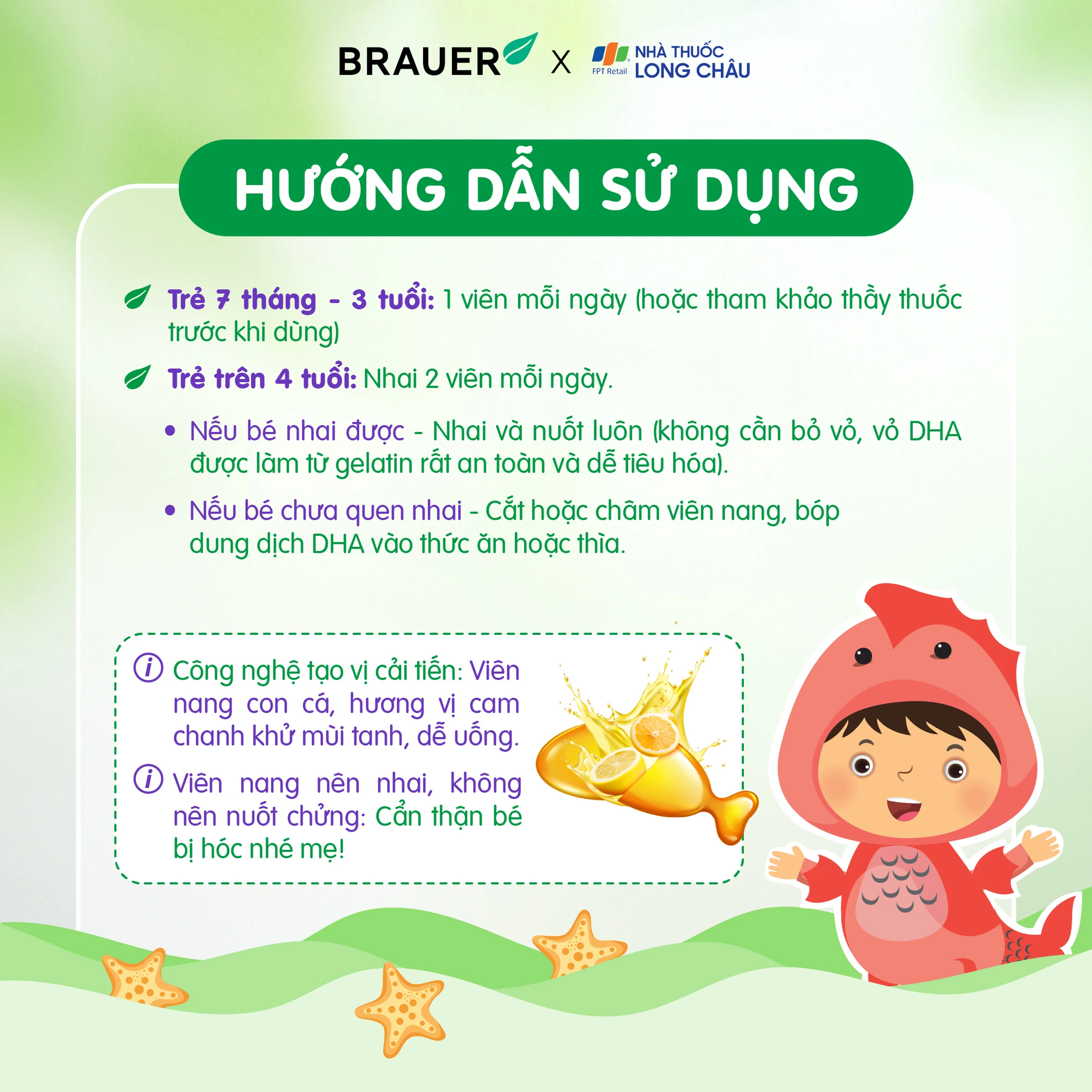 Viên hỗ trợ phát triển não bộ sức khỏe cho mắt Brauer Baby & Kids Ultra Pure DHA (60 viên) 5