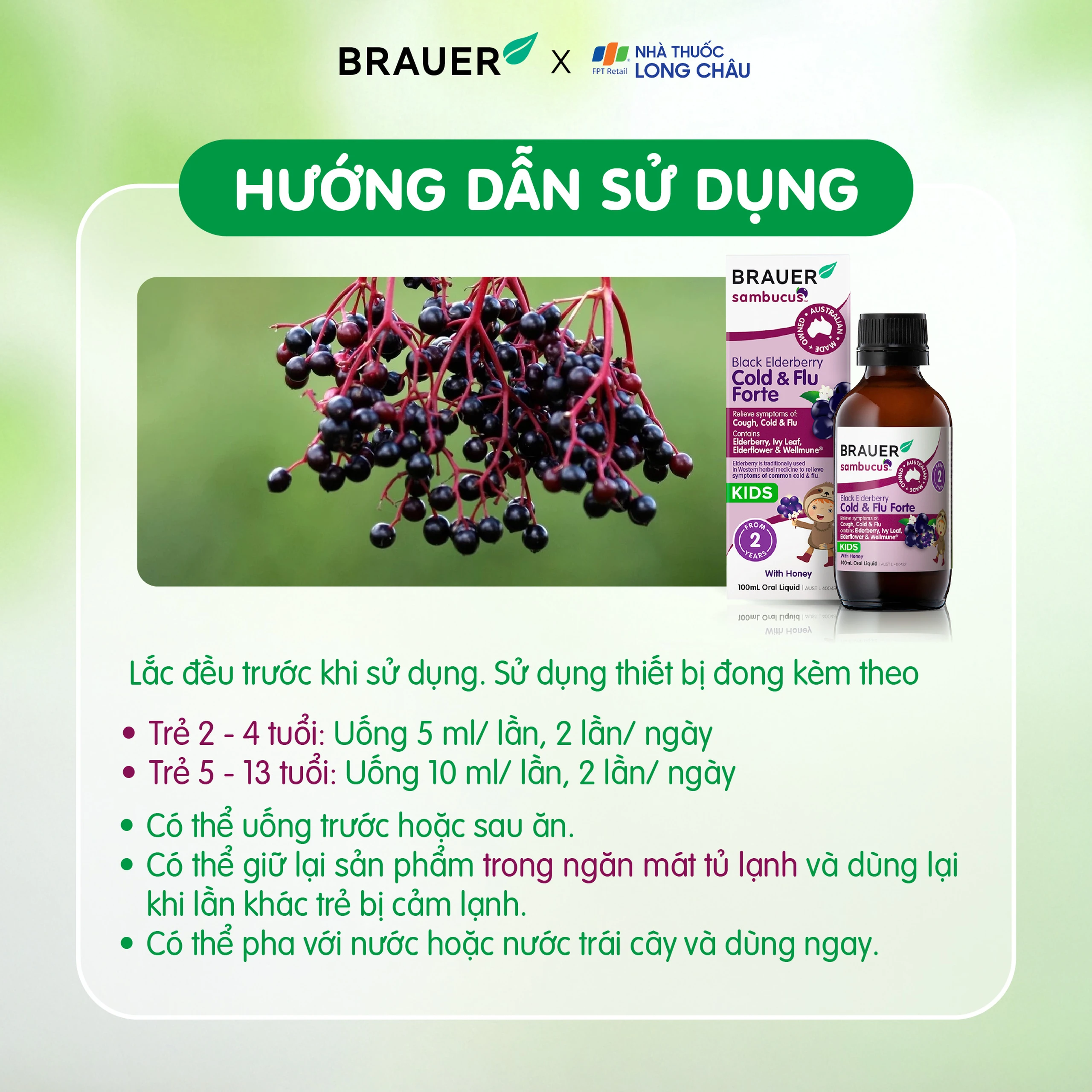 Siro hỗ trợ giảm các triệu chứng ho sổ mũi do cảm Black ElderBerry Cold And Flu Forte (100ml) 6