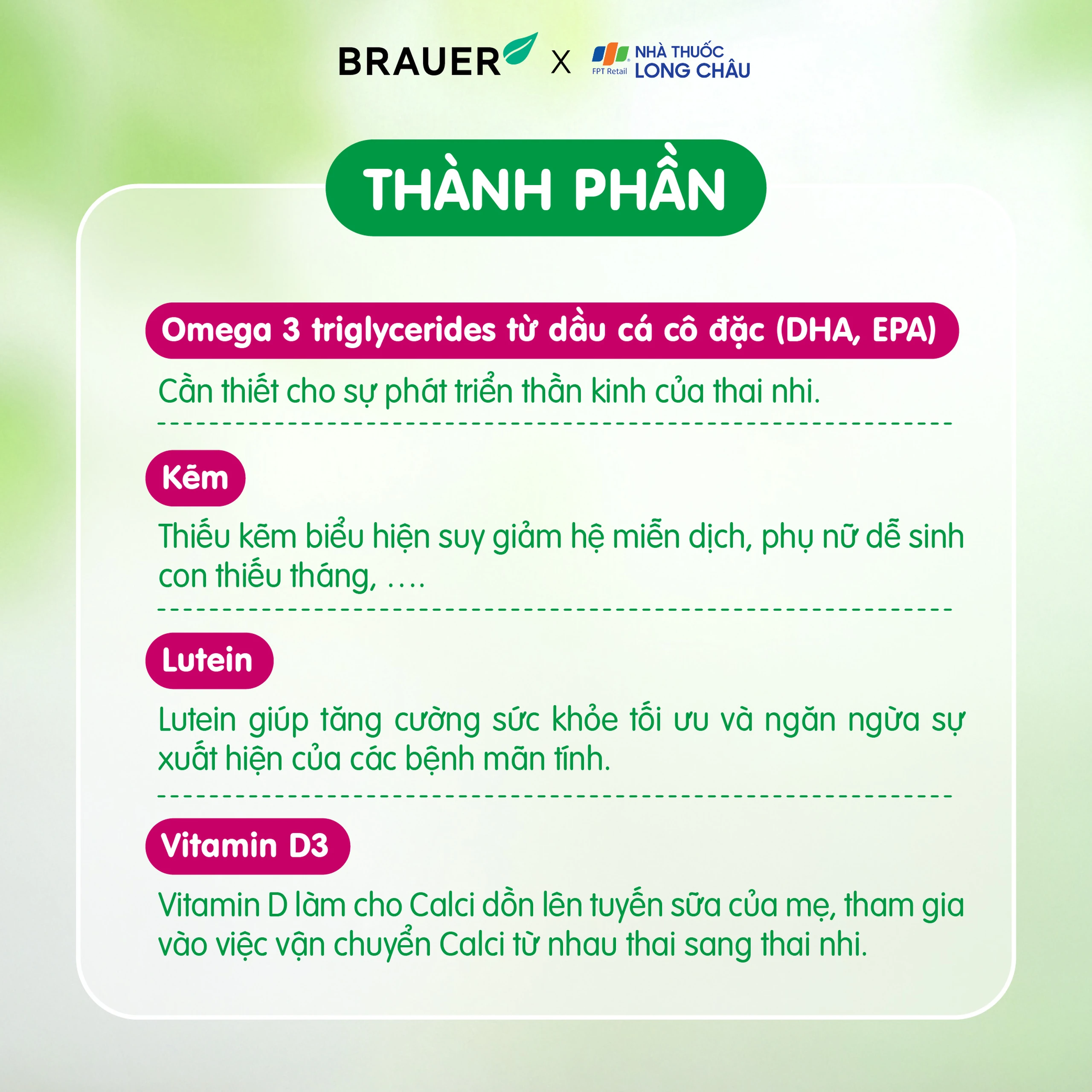 Viên uống hỗ trợ tăng cường sức khoẻ phụ nữ mang thai và cho con bú Brauer Ultra Pure DHA For Pregnancy & Breastfeeding (60 viên) 5