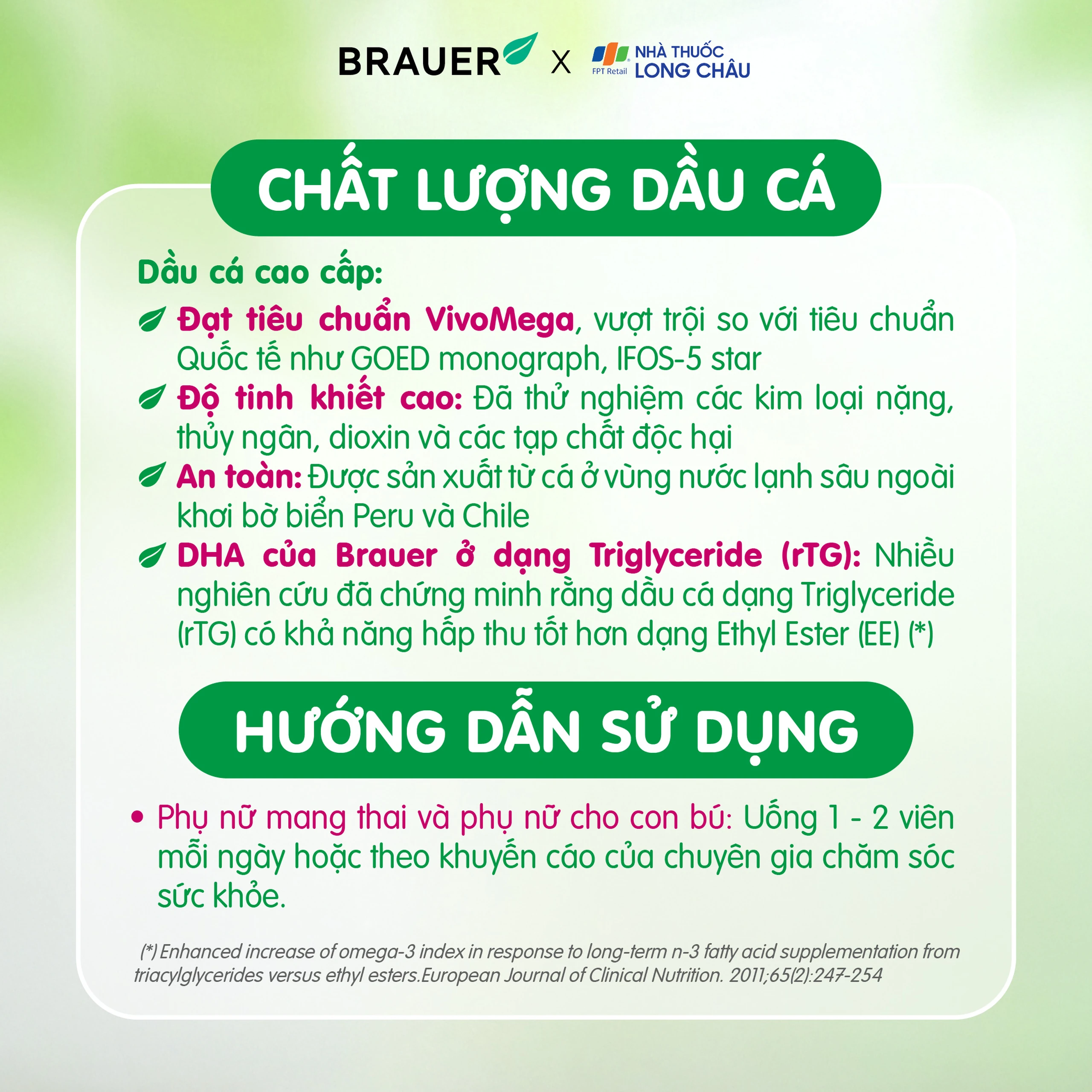 Viên uống hỗ trợ tăng cường sức khoẻ phụ nữ mang thai và cho con bú Brauer Ultra Pure DHA For Pregnancy & Breastfeeding (60 viên) 6