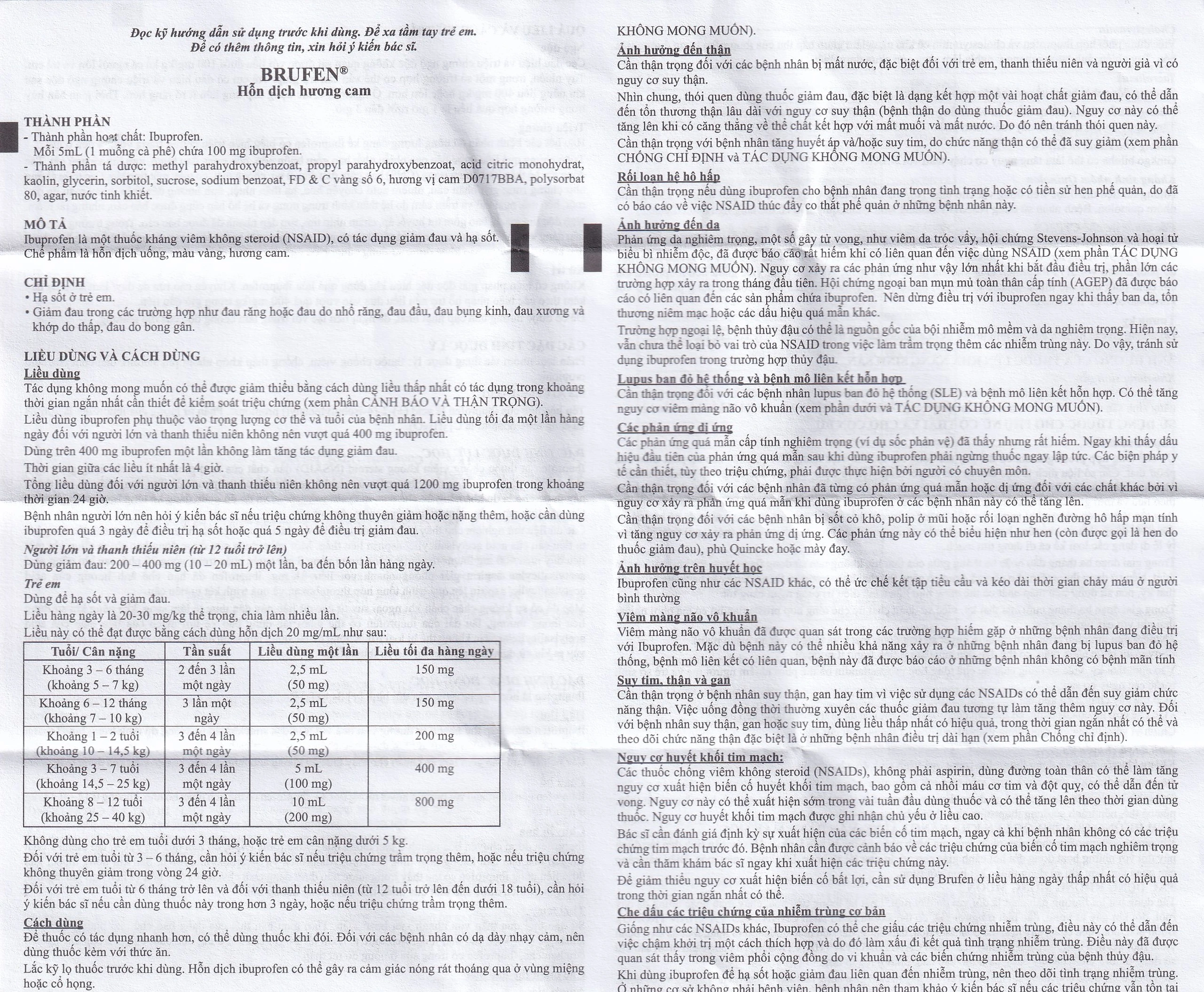 Hỗn dịch uống Brufen Abbott giảm đau, hạ sốt ở trẻ em (60ml)