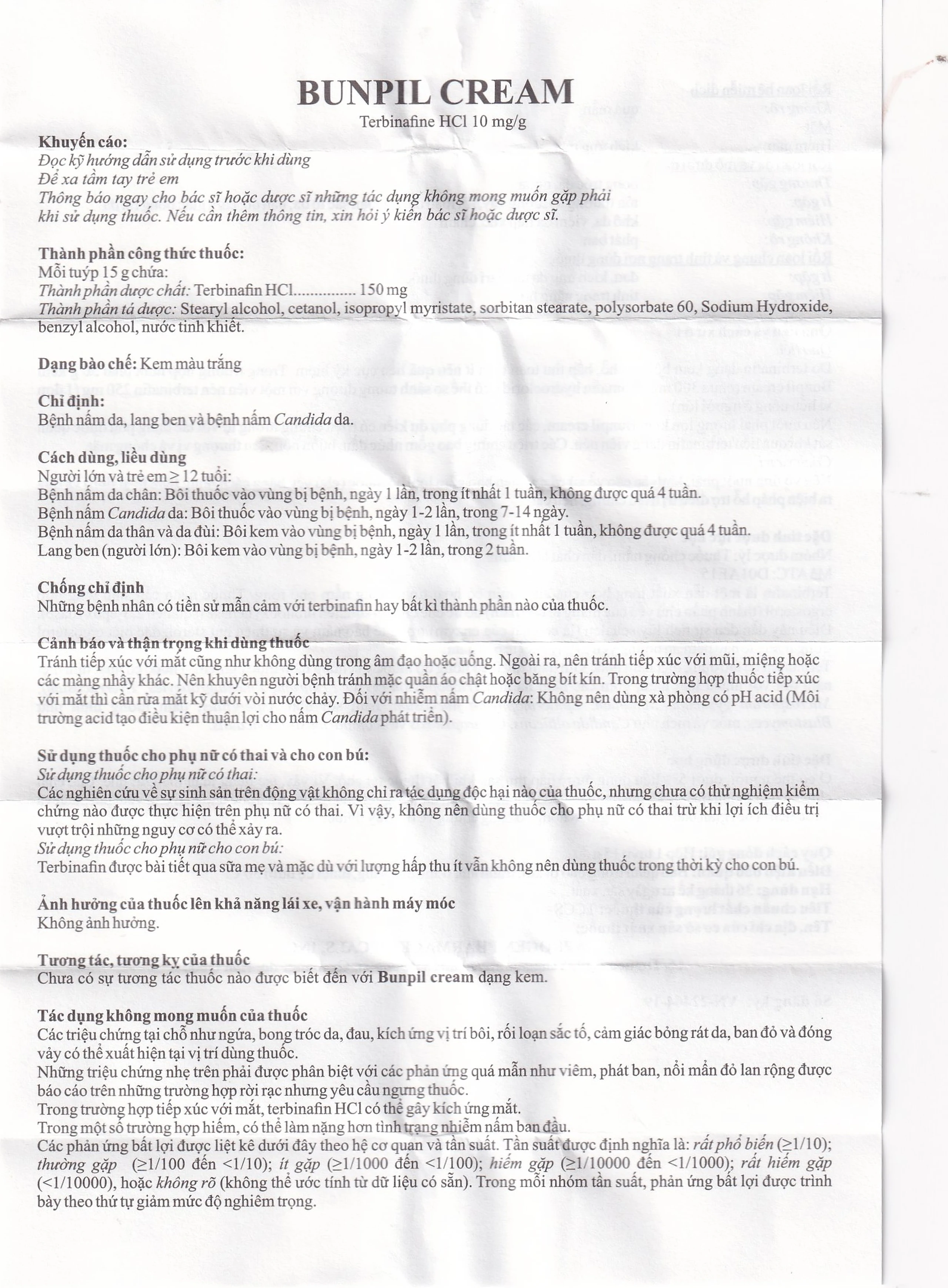 Kem bôi ngoài da Bunpil 10mg Aprogen điều trị nấm da, lang ben (15g)