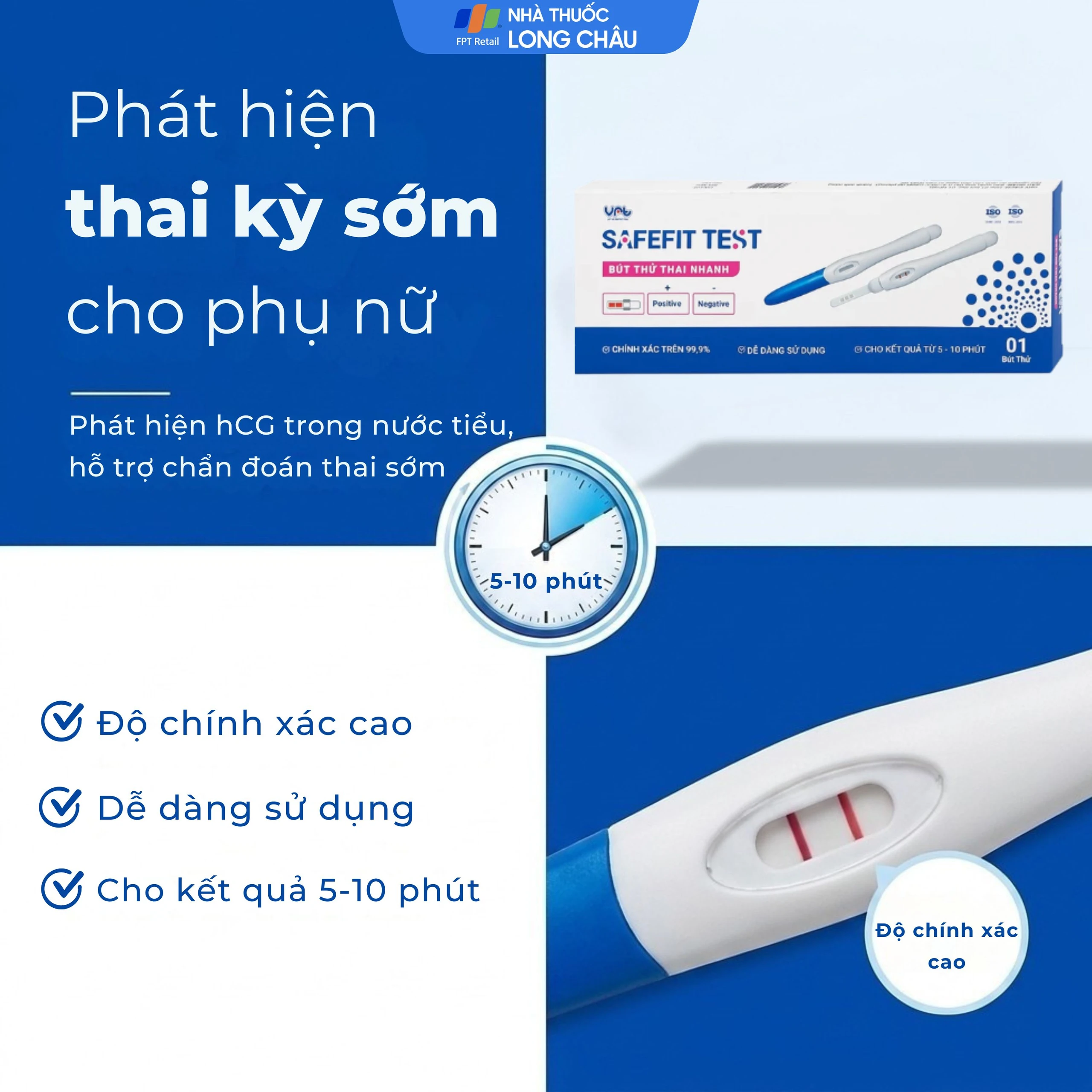Que thử thai Safefit Test dạng bút giúp phát hiện sớm thai kỳ sau 7-10 ngày thụ thai 2
