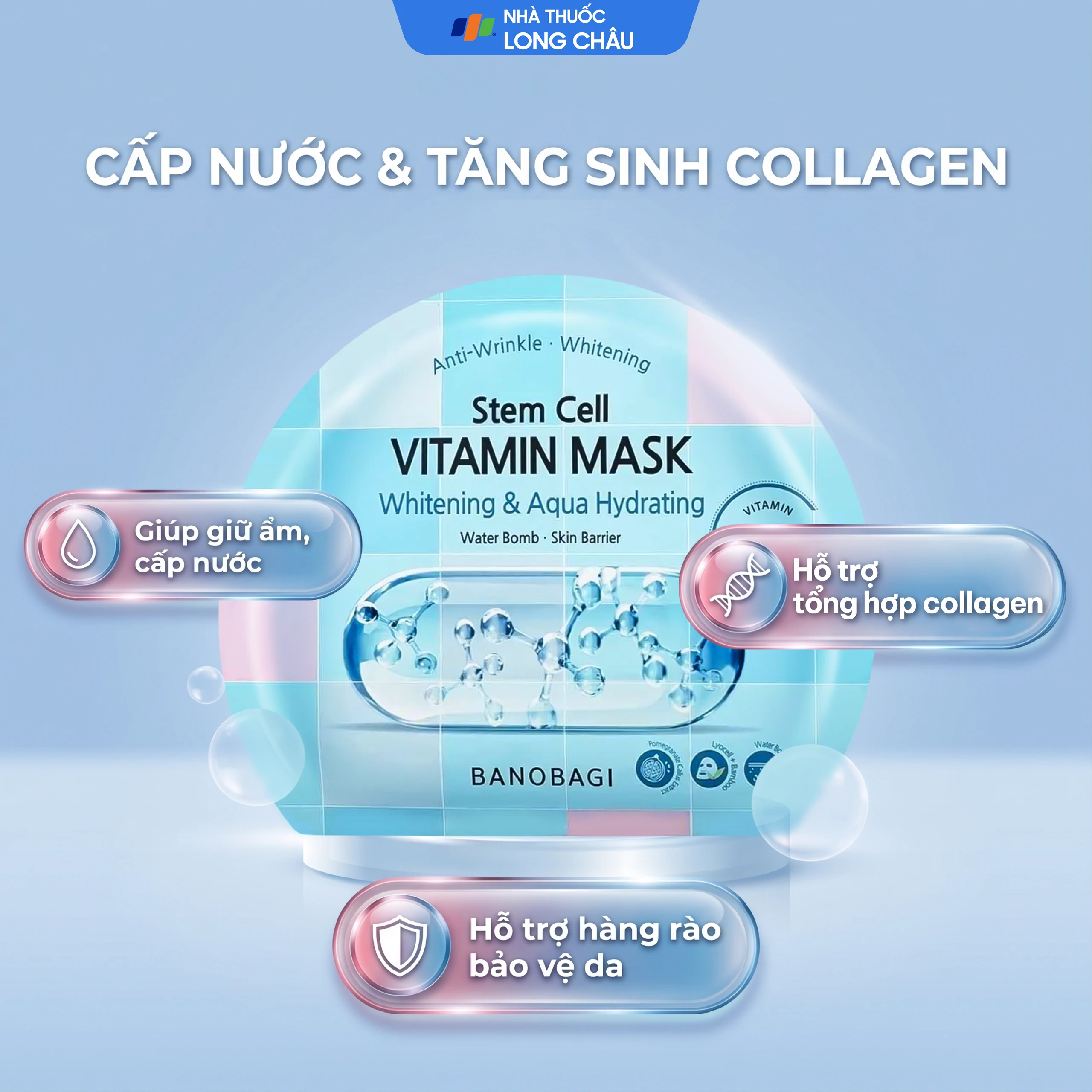 Mặt nạ dưỡng ẩm Banobagi Stem Cell Vitamin Mask Whitening & Aqua Hydrating 30g 2