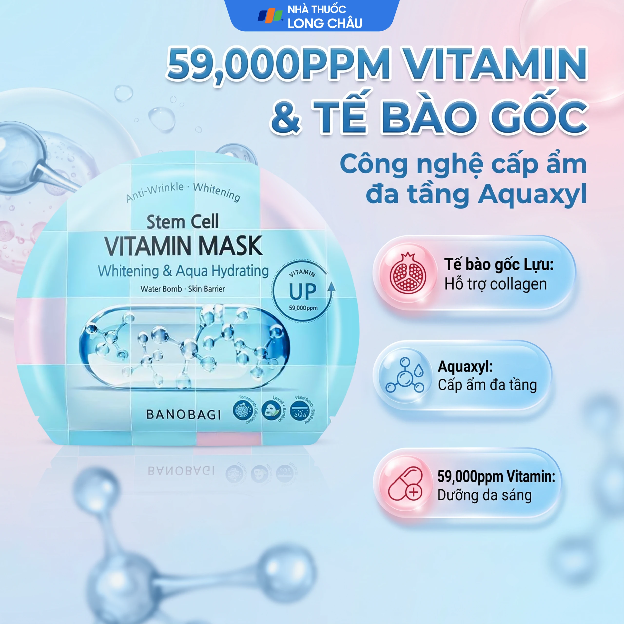 Mặt nạ dưỡng ẩm Banobagi Stem Cell Vitamin Mask Whitening & Aqua Hydrating 30g 3