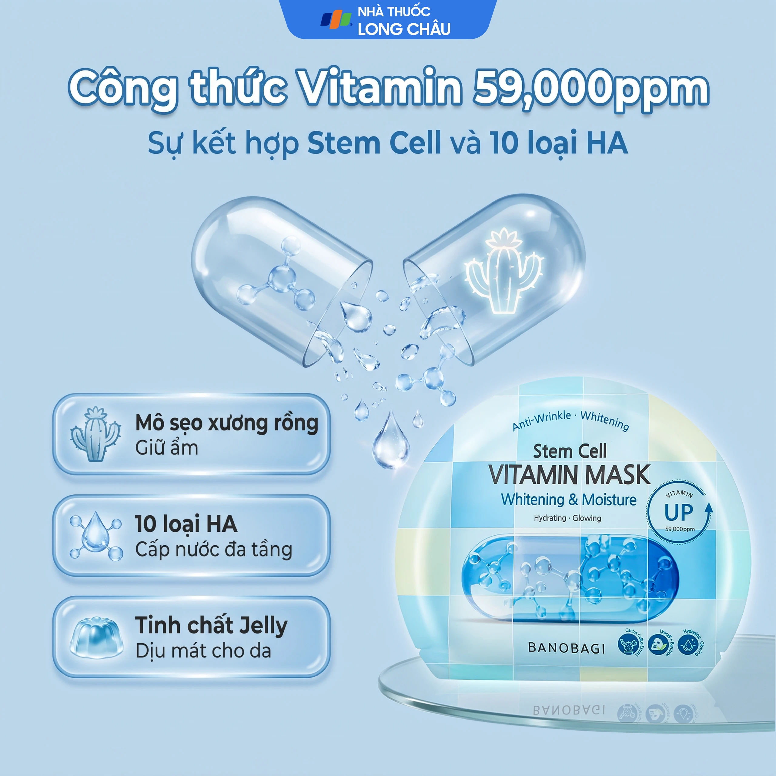 Mặt nạ dưỡng ẩm Banobagi Stem Cell Vitamin Mask Whitening  & Moisture 30g 3