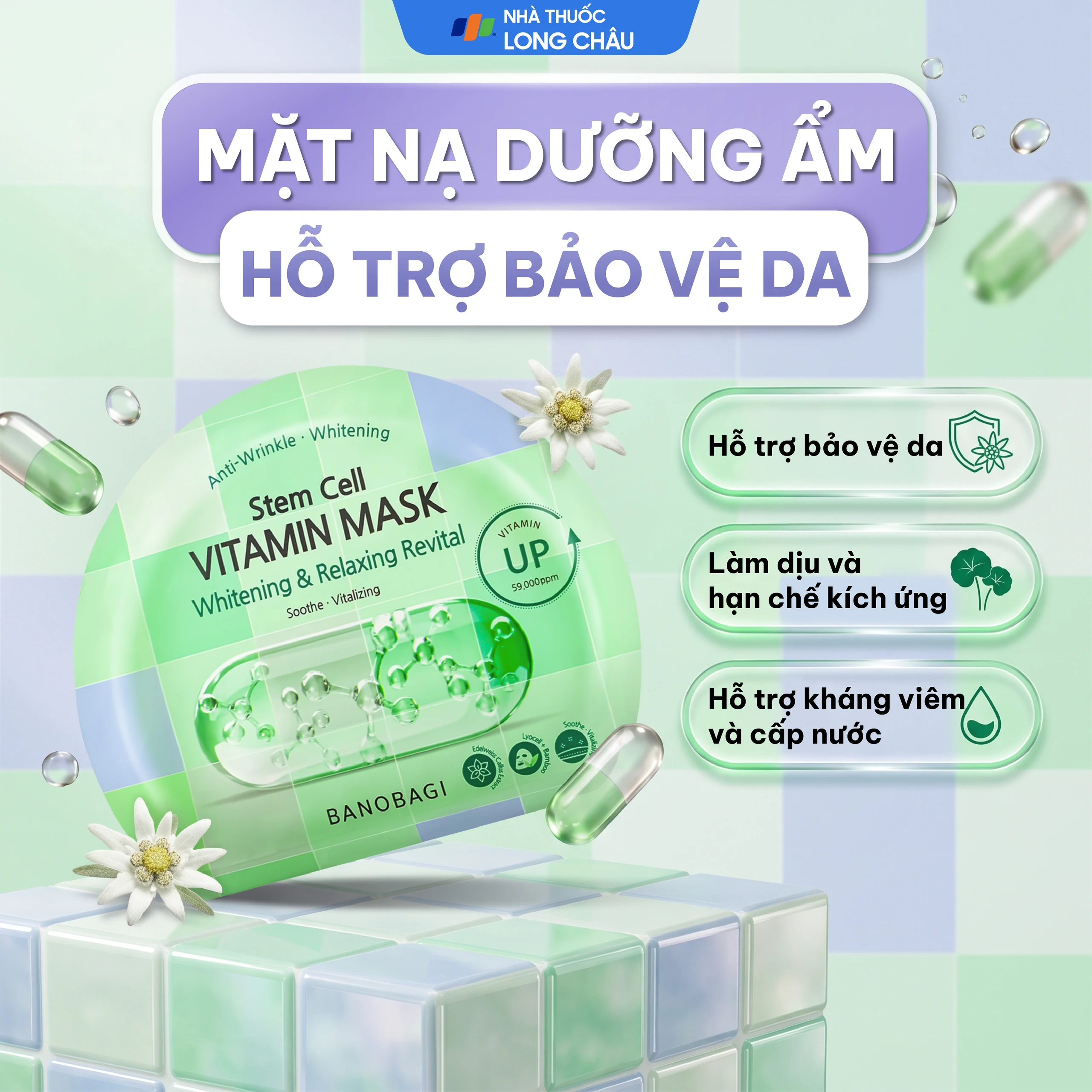 Mặt nạ dưỡng ẩm Banobagi Stem Cell Vitamin Mask dưỡng sáng da 30g 2