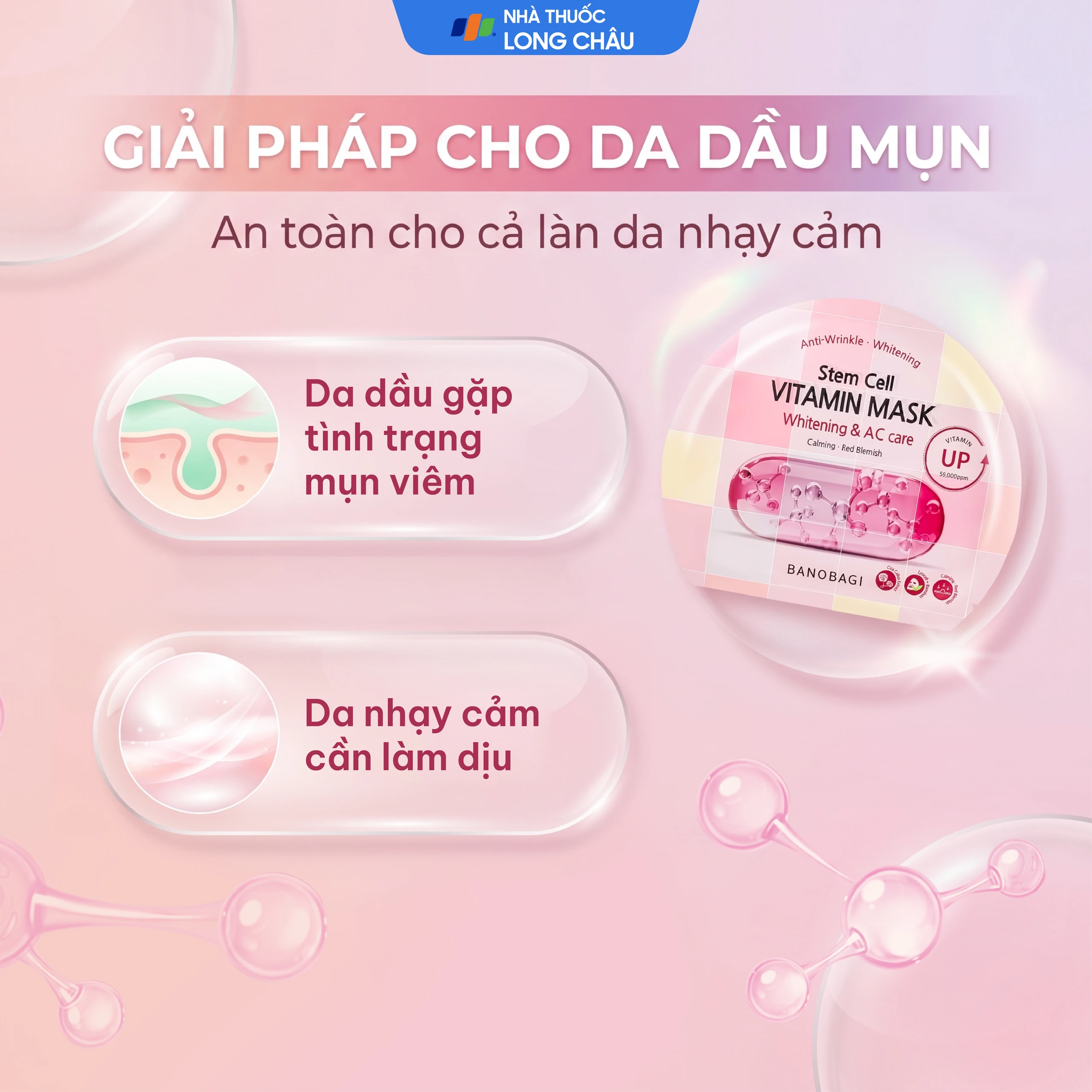 Mặt nạ cấp ẩm, dưỡng sáng da cho da mụn Banobagi Stem Cell Vitamin Mask Whitening và AC Care (30g) 4