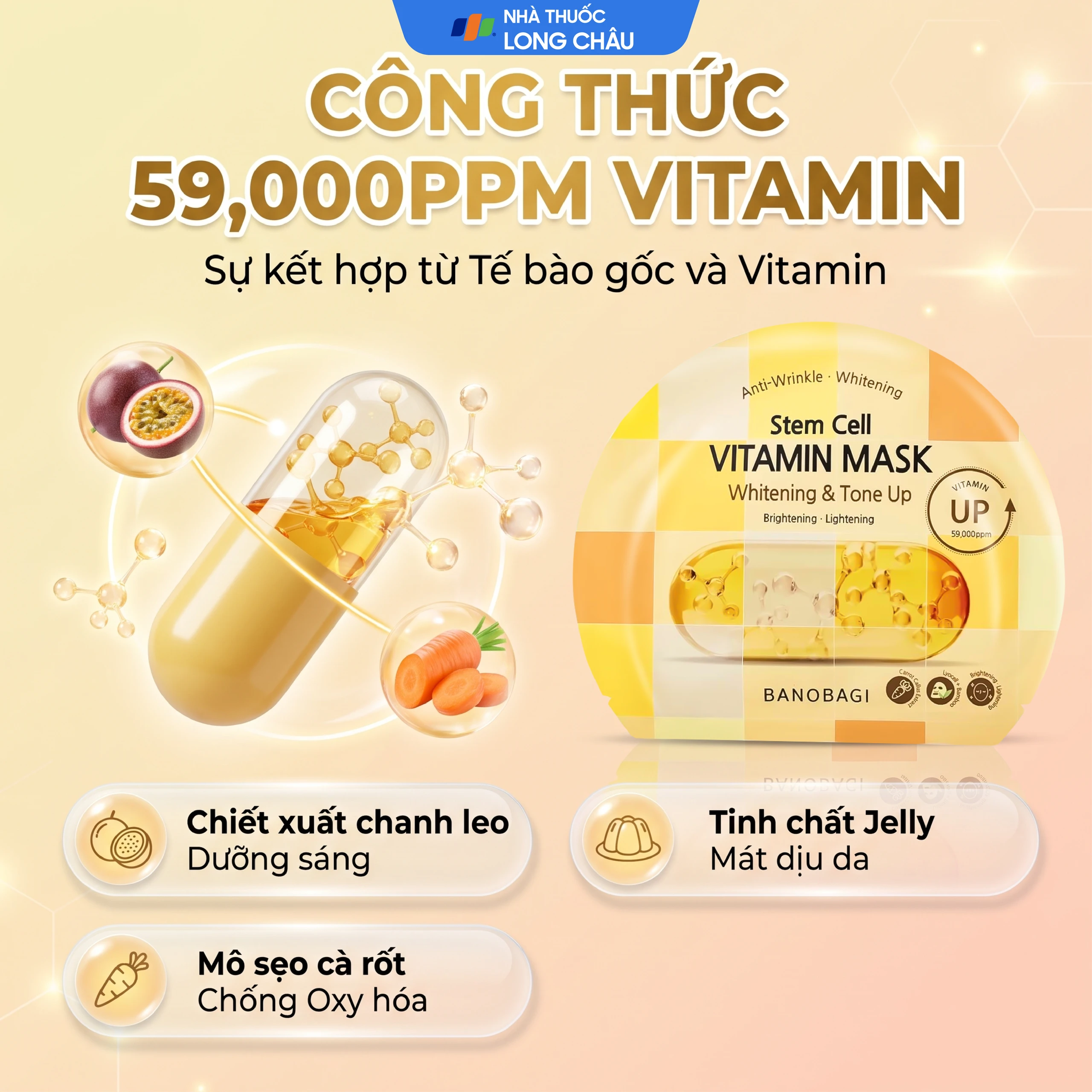 Mặt nạ Banobagi Stem Cell Vitamin cấp ẩm, dưỡng sáng da, nâng tông (30g) 3