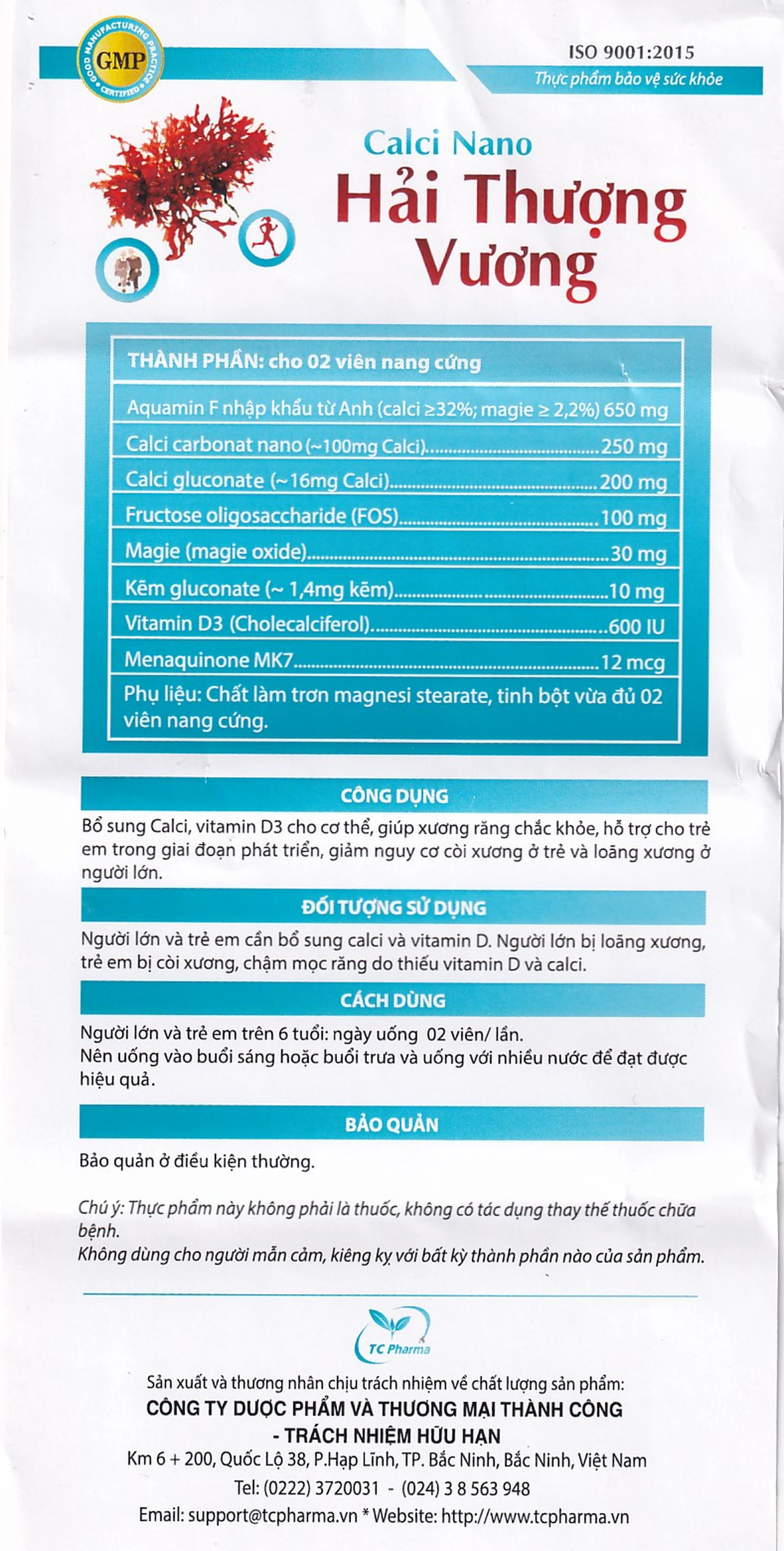 Viên uống bổ sung canxi giúp xương răng chắc khỏe Calci Nano Hải Thượng Vương (60 viên)