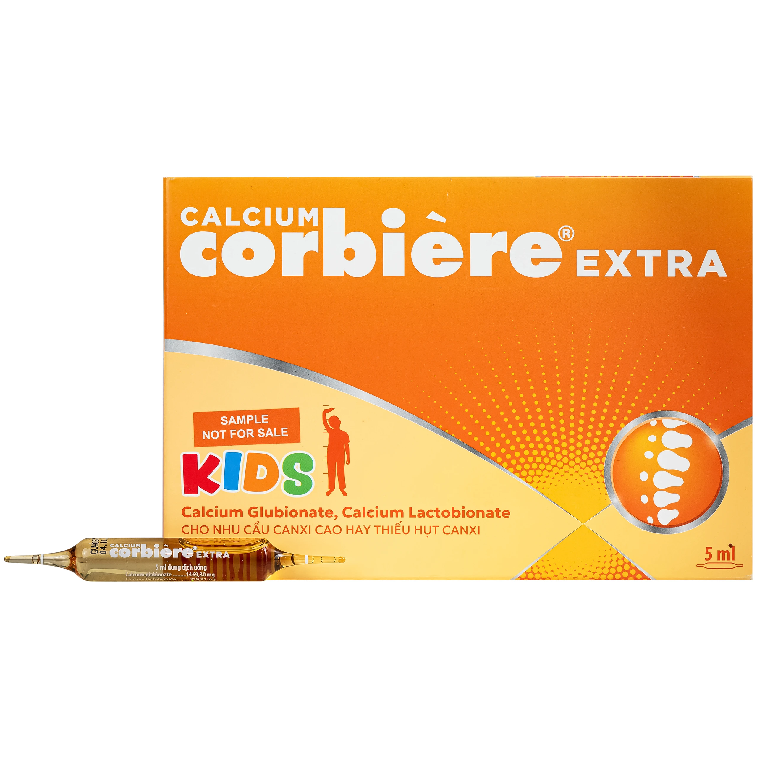 Thuốc Calcium Corbiere Kids Extra Sanofi bổ sung canxi cho trẻ em (3 vỉ x 10 ống x 5ml) 1