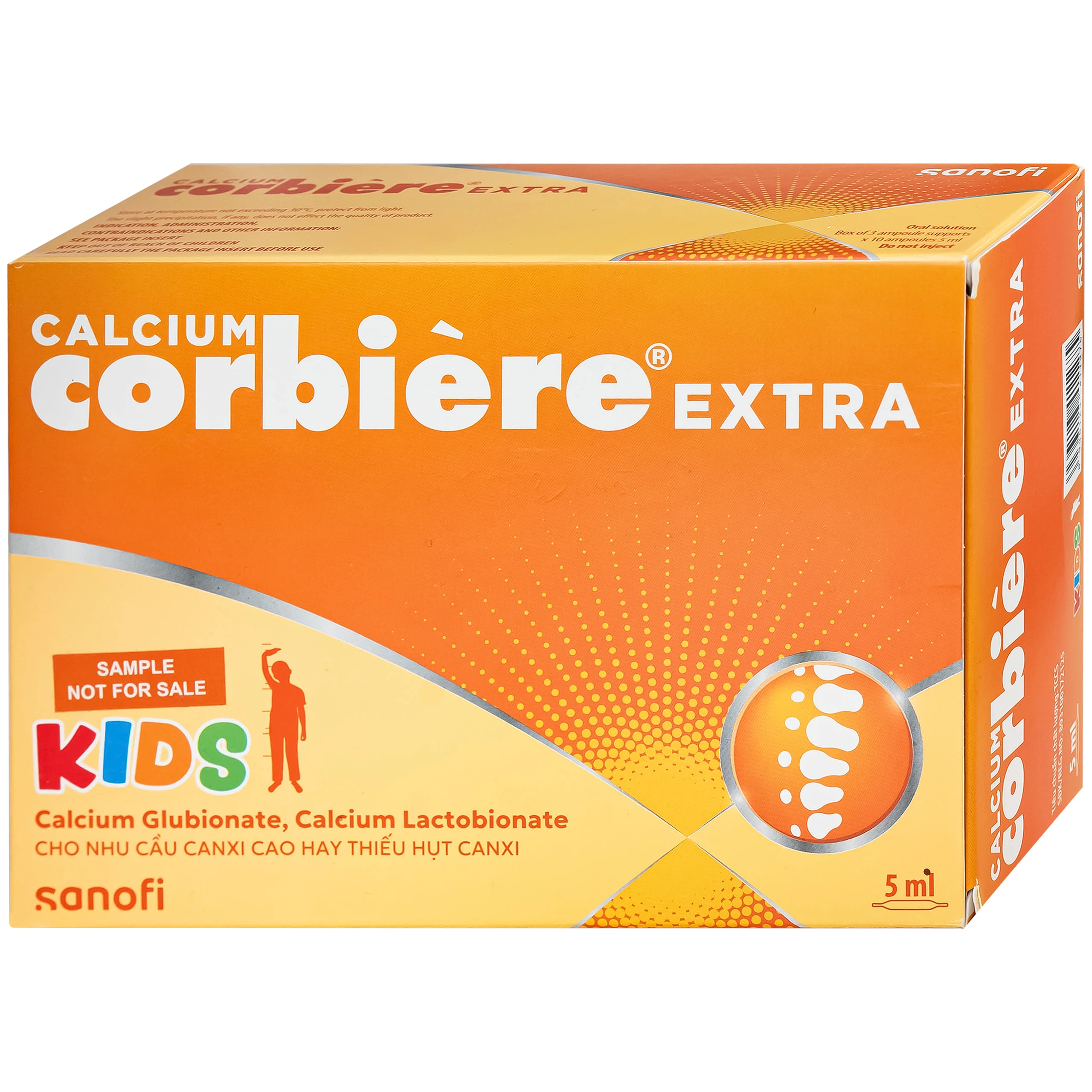 Thuốc Calcium Corbiere Kids Extra Sanofi bổ sung canxi cho trẻ em (3 vỉ x 10 ống x 5ml) 3