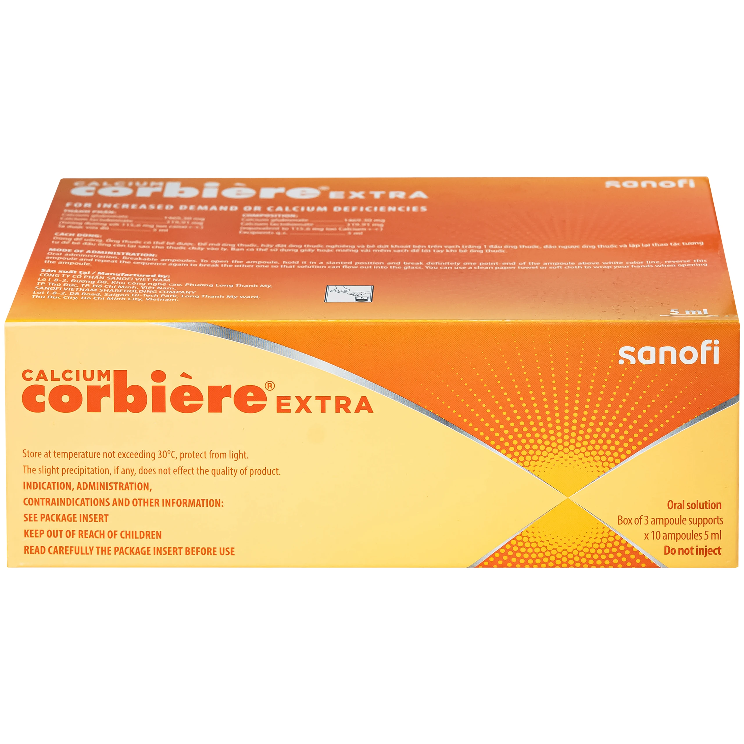 Thuốc Calcium Corbiere Kids Extra Sanofi bổ sung canxi cho trẻ em (3 vỉ x 10 ống x 5ml) 5