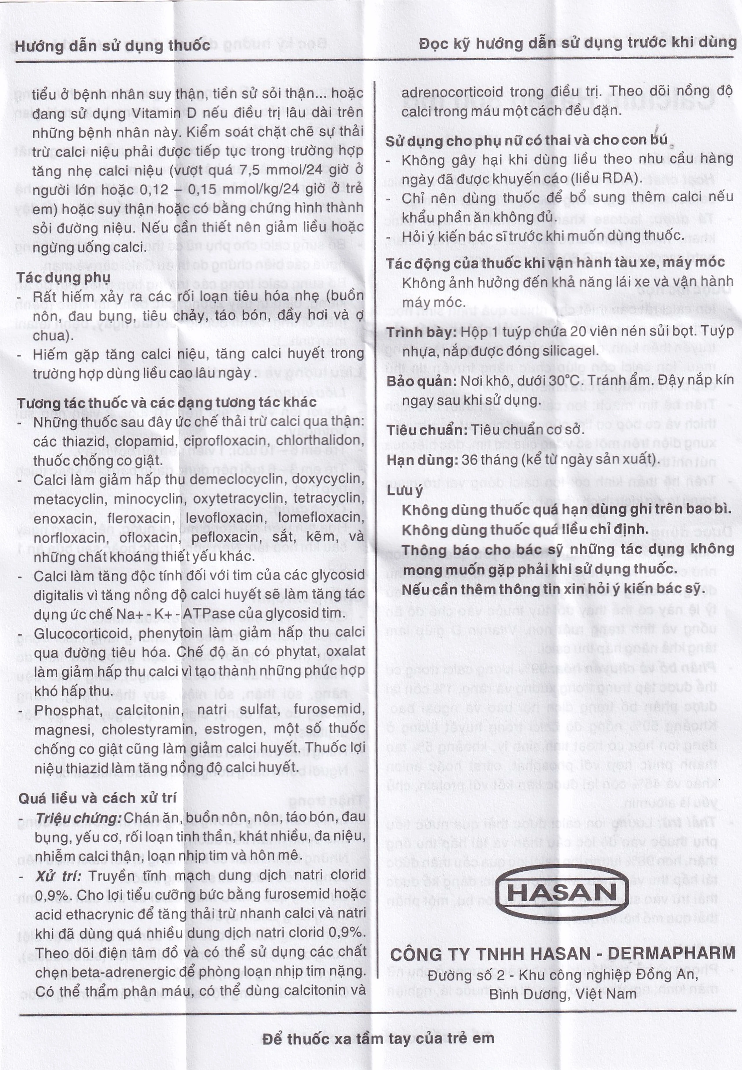 Viên sủi Calcium Hasan 500mg phòng và hỗ trợ điều trị bệnh loãng xương (20 viên)