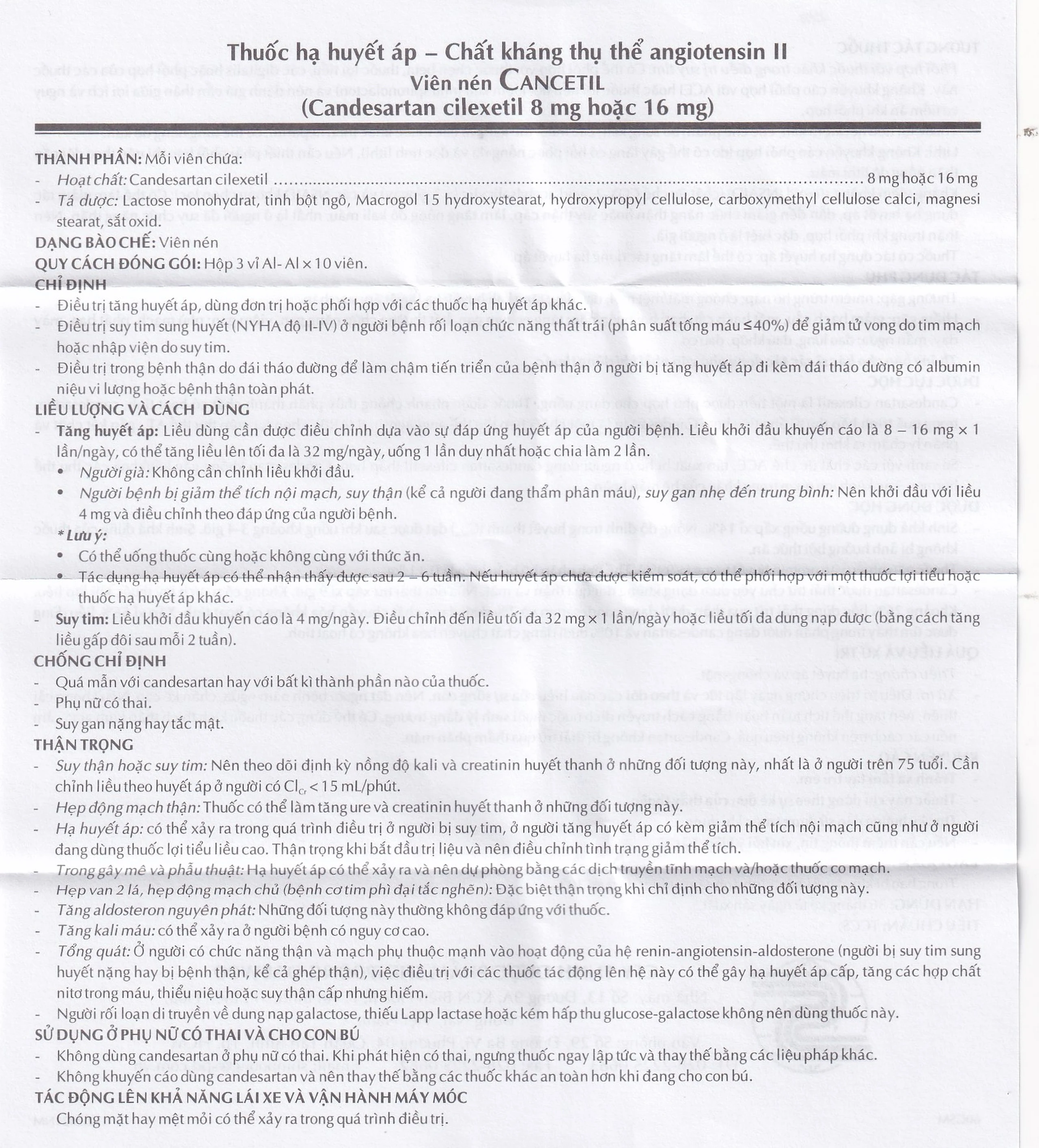 Thuốc Cancetil 8mg Shinpoong Daewoo điều trị tăng huyết áp (30 viên)