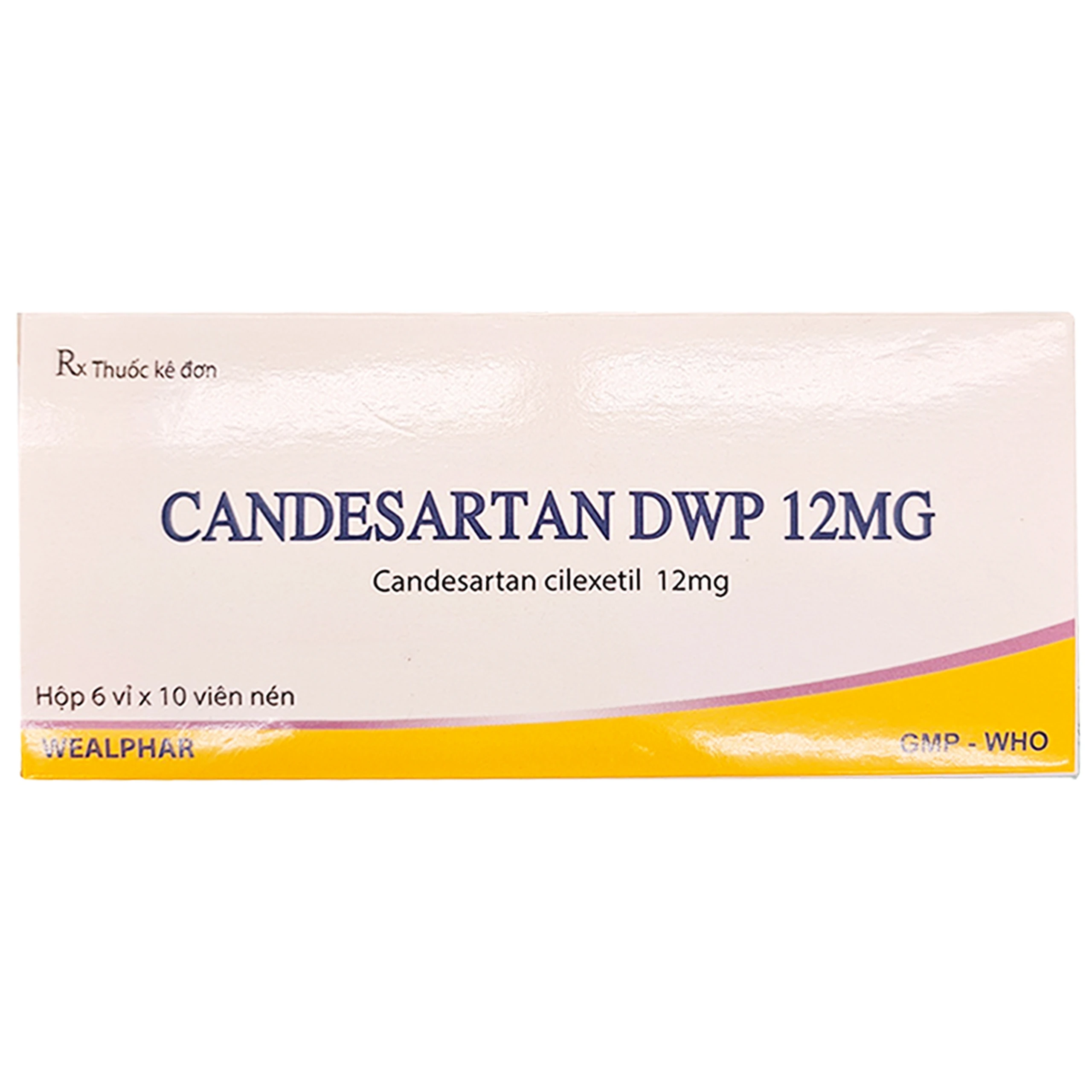 Thuốc Candesartan DWP 12mg Wealphar điều trị tăng huyết áp (6 vỉ x 10 viên)