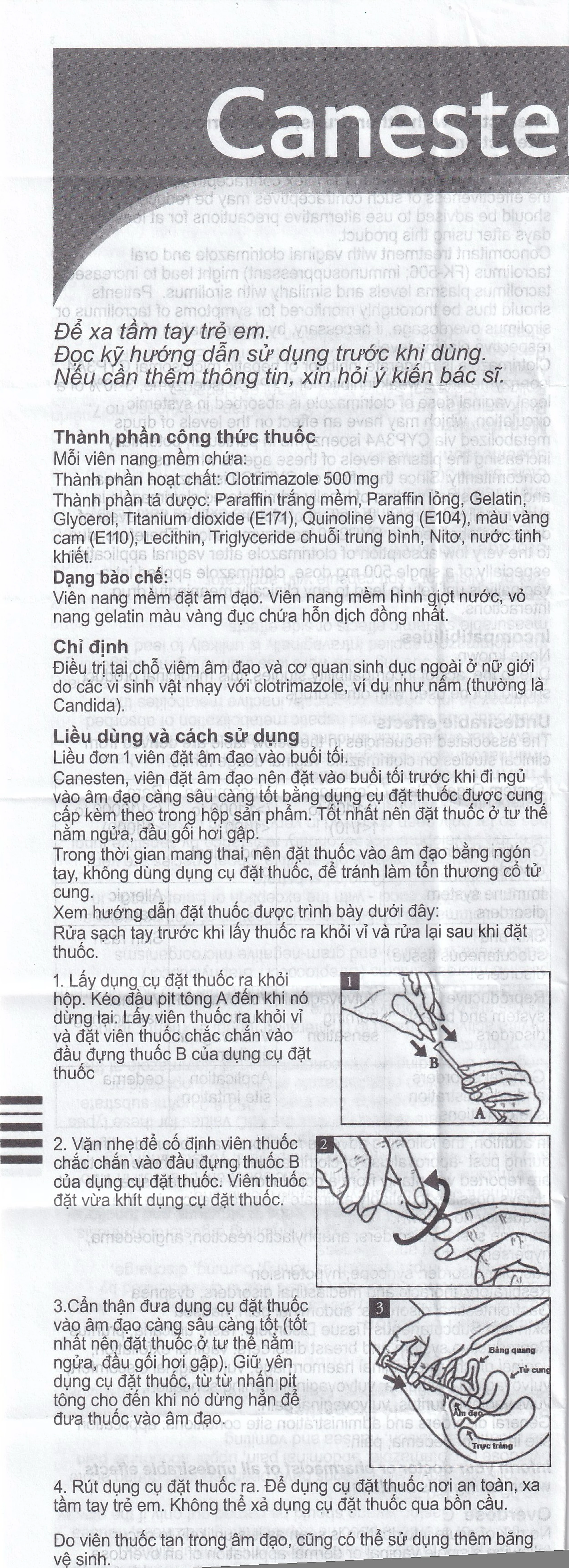 Viên đặt âm đạo Canesten 1 Day 500mg Bayer điều trị viêm âm đạo và cơ quan sinh dục ngoài (1 vỉ x 1 viên)
