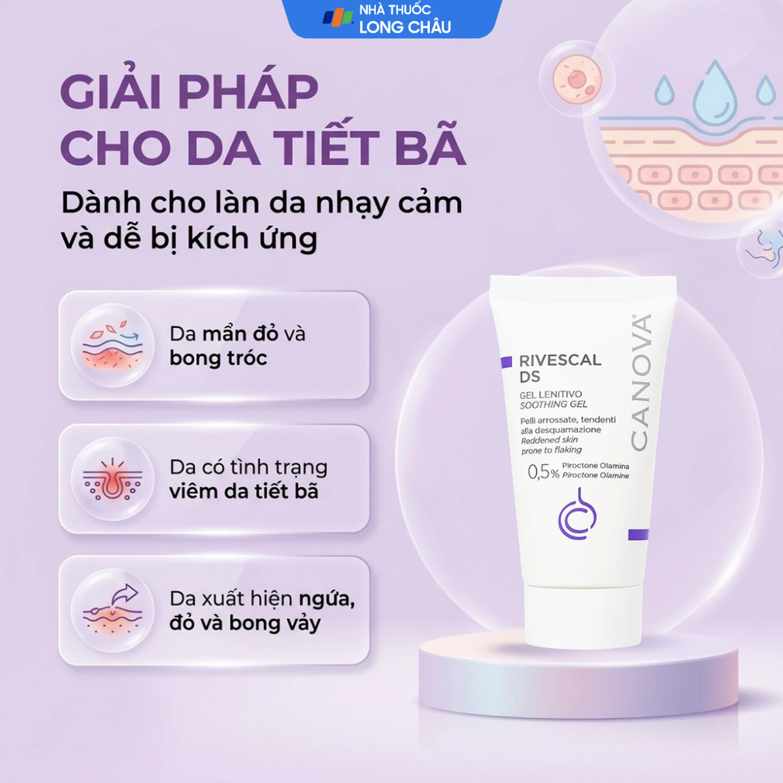 Gel bôi dịu da, ngăn ngừa tiết nhờn Canova Rivescal Ds Soothing Gel Sifarma (50ml) 4