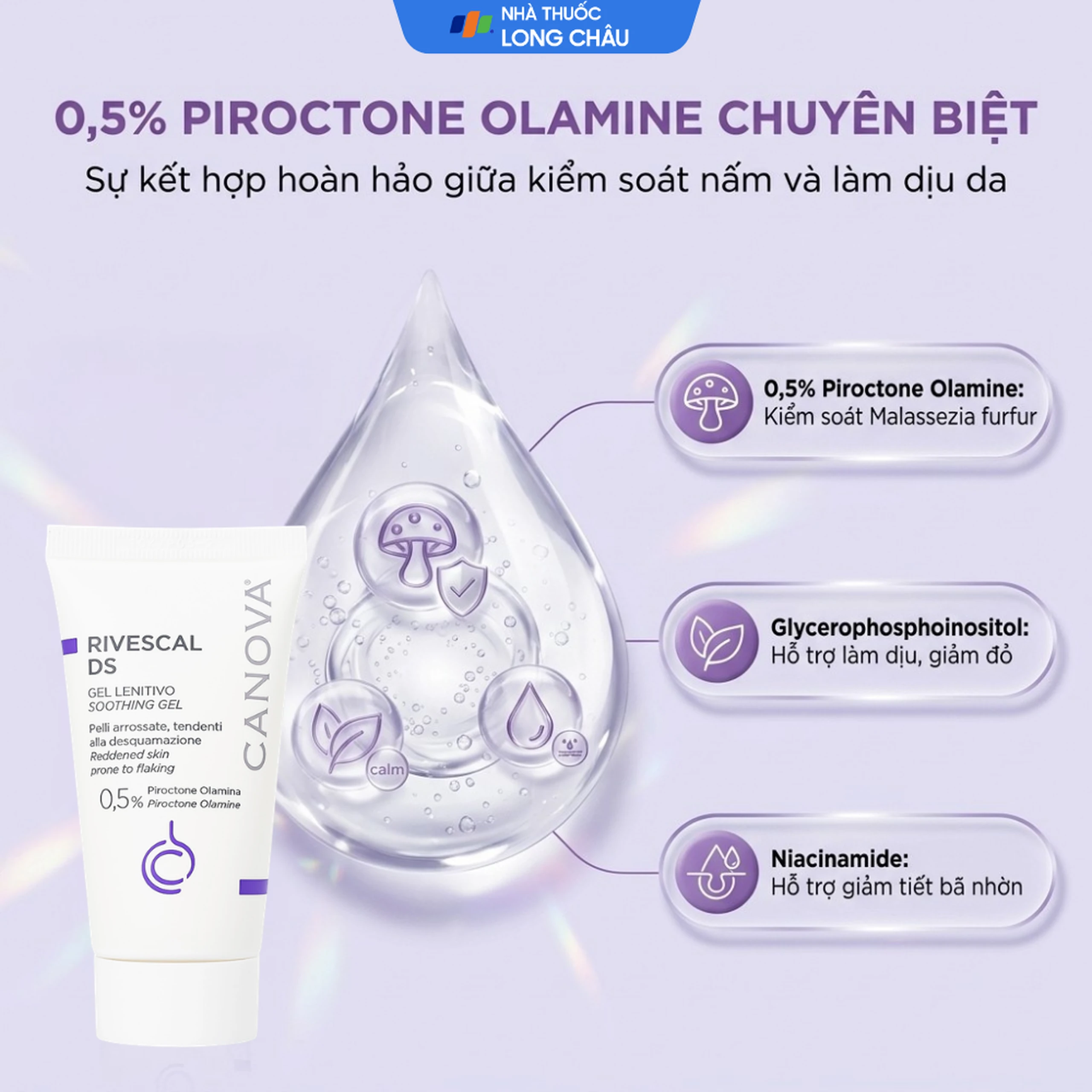 Gel bôi dịu da, ngăn ngừa tiết nhờn Canova Rivescal Ds Soothing Gel Sifarma (50ml) 3