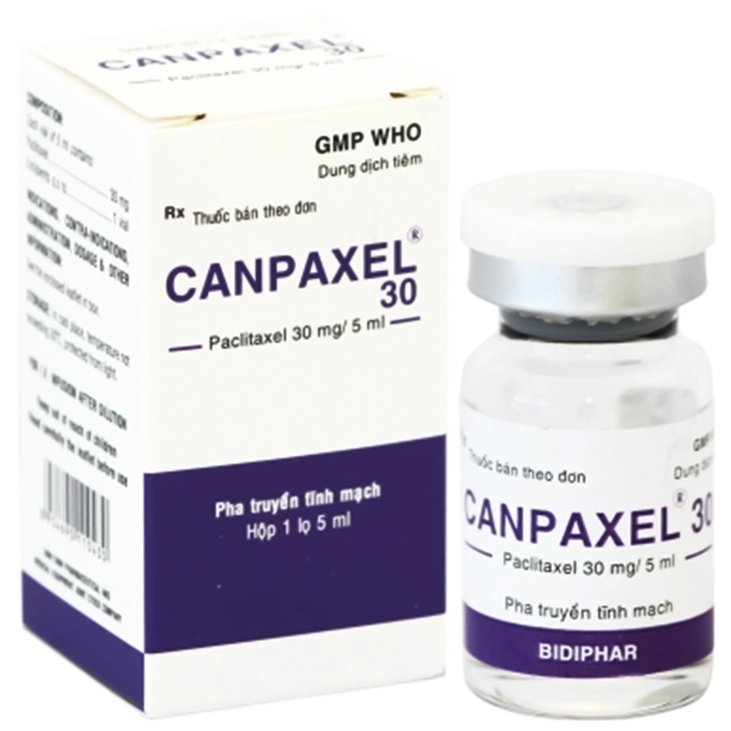 Dung dịch tiêm Canpaxel 30mg Điều trị ung thư buồng trứng, ung thư vú Hộp 5ml