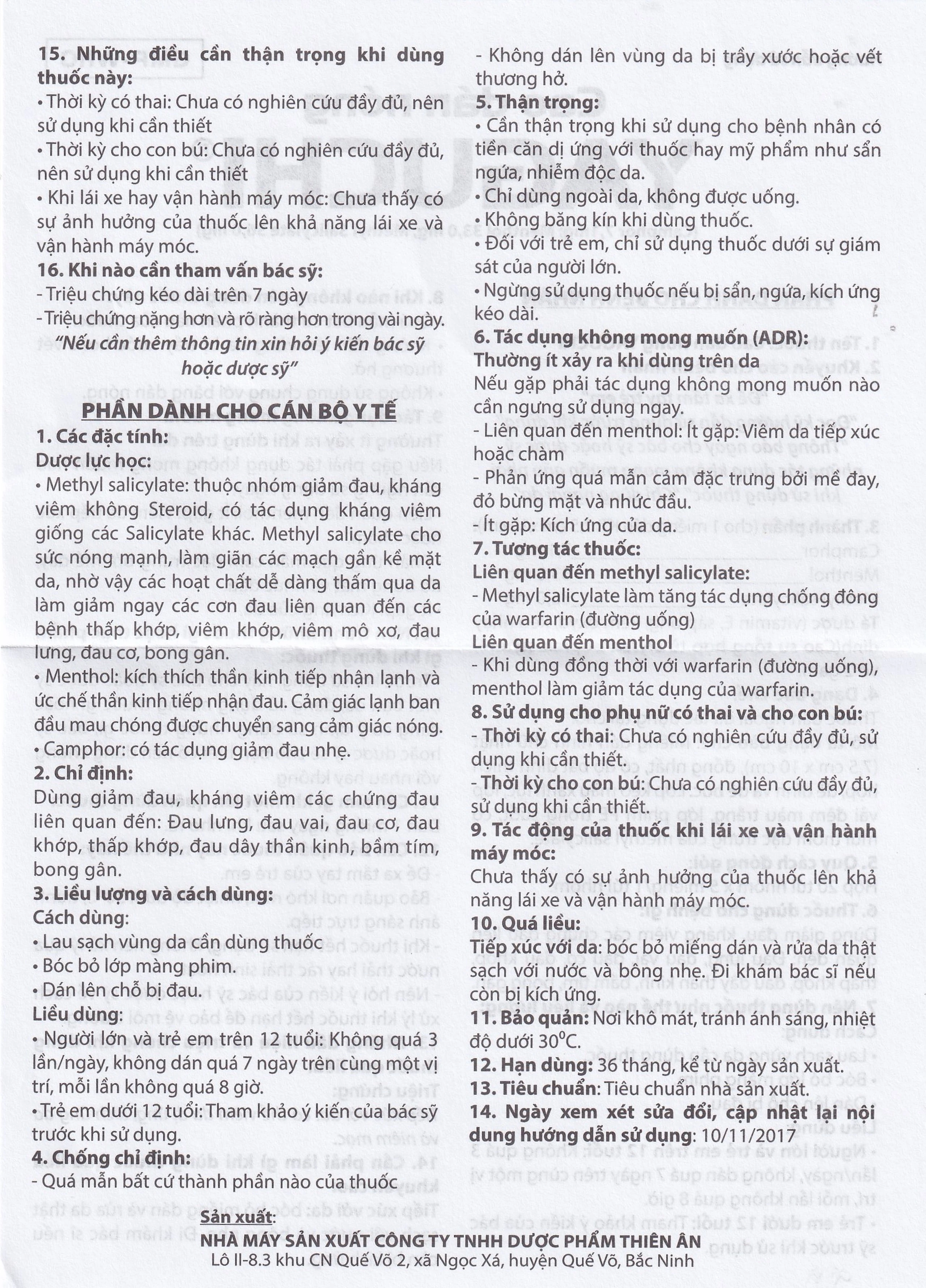 Cao dán Yaguchi Tatra giảm đau, kháng viêm trong các cơn đau vai, đau lưng (5 miếng)