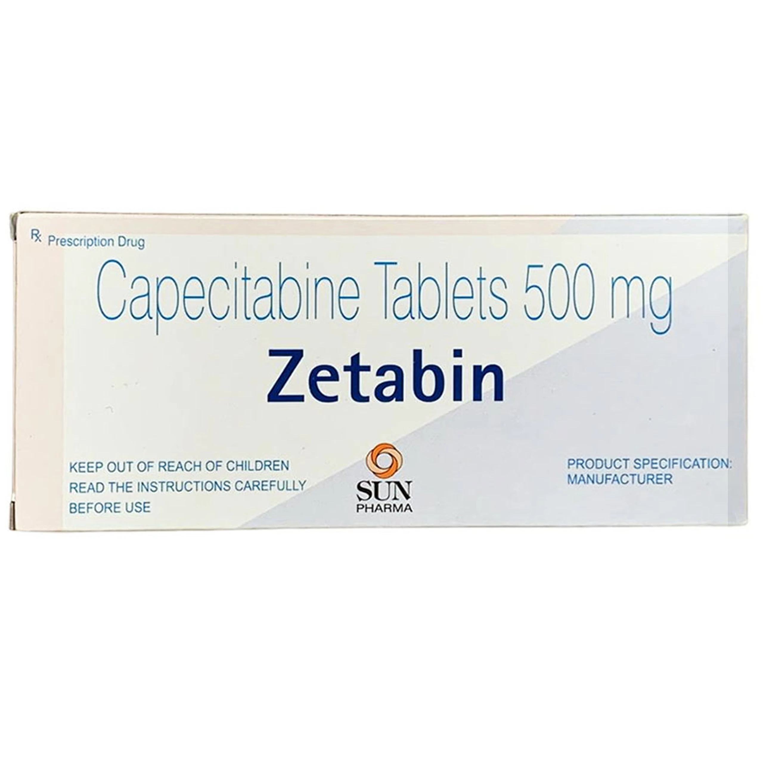 Thuốc Zetabin 500mg Sun Pharma điều trị ung thư đại tràng, ung thư vú, ung thư dạ dày (10 vỉ x 10 viên)