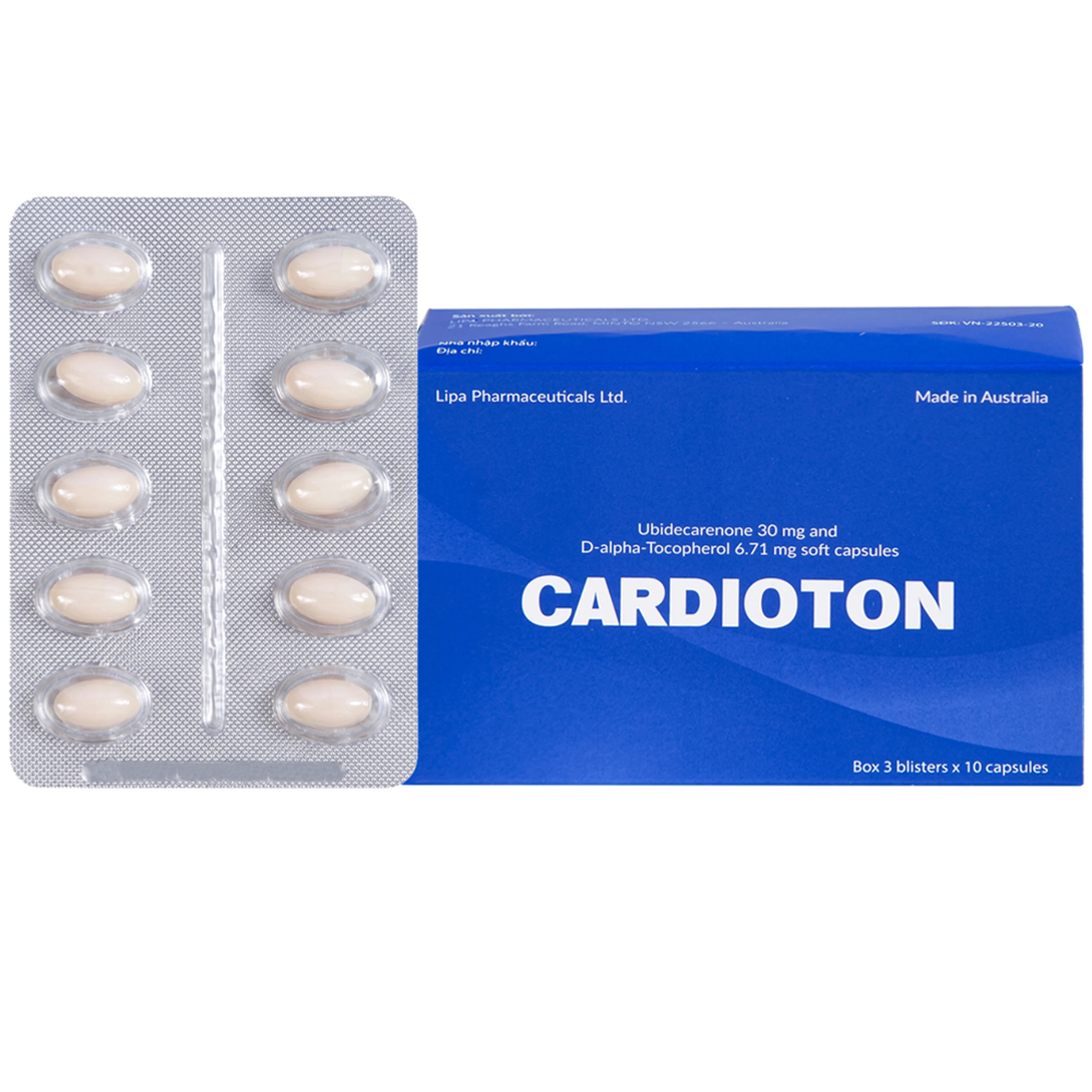 Thuốc Cardioton Lipa Pharmaceuticals điều trị suy tim, tăng huyết áp, thiếu máu cơ tim (3 vỉ x 10 viên) 