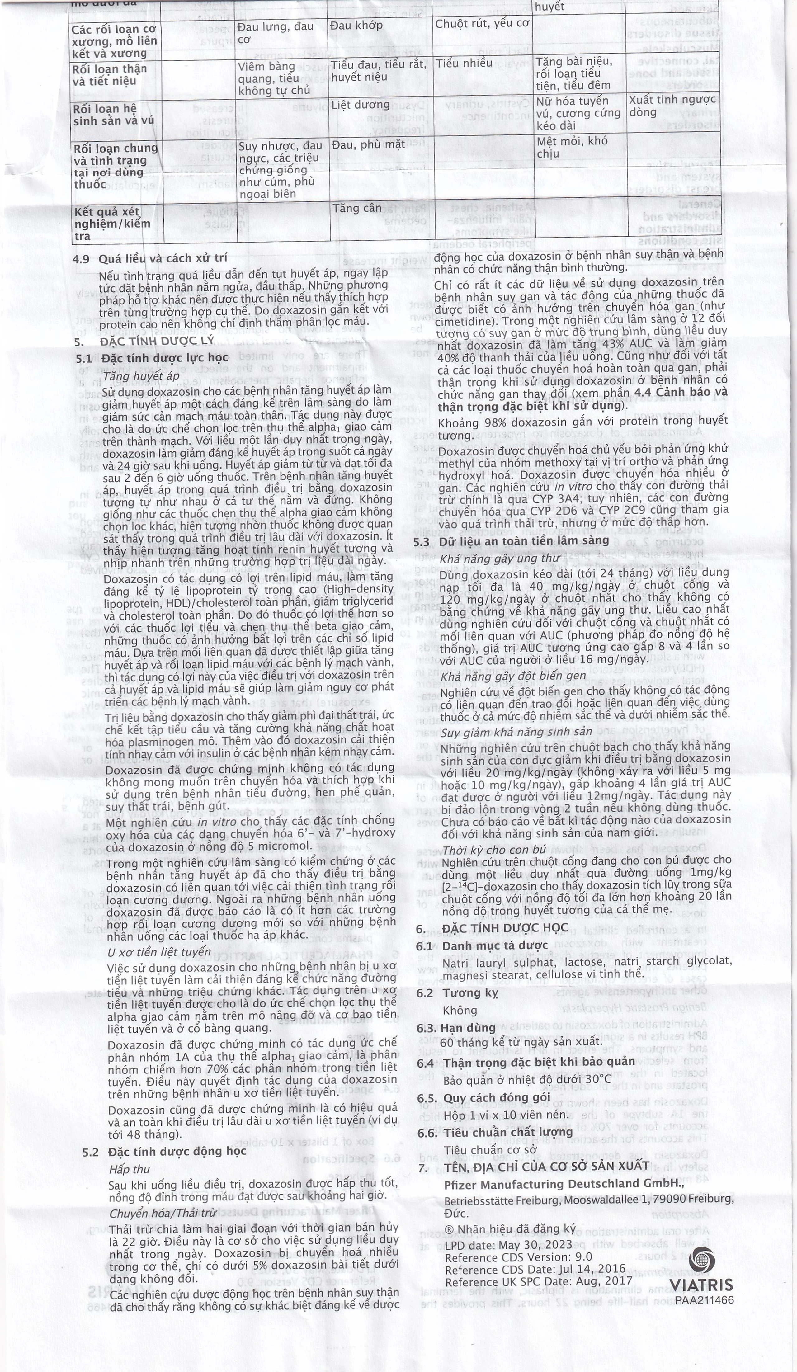 Thuốc Carduran 2mg Viatris điều trị tăng huyết áp, u xơ tiền liệt tuyến (1 vỉ x 10 viên)