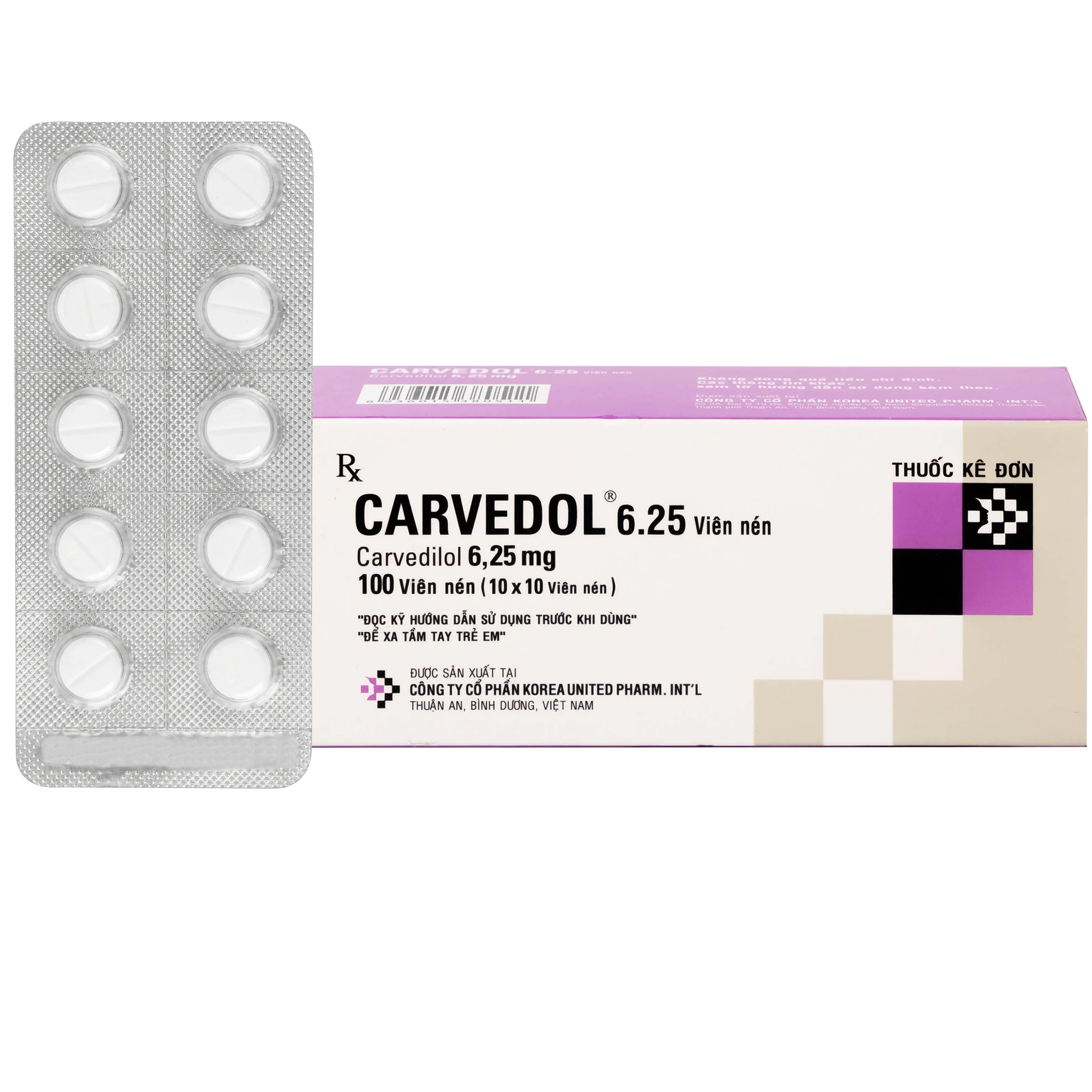 Thuốc Carvedol 6.25 United điều trị tăng huyết áp, bệnh mạch vành (10 vỉ x 10 viên) 1