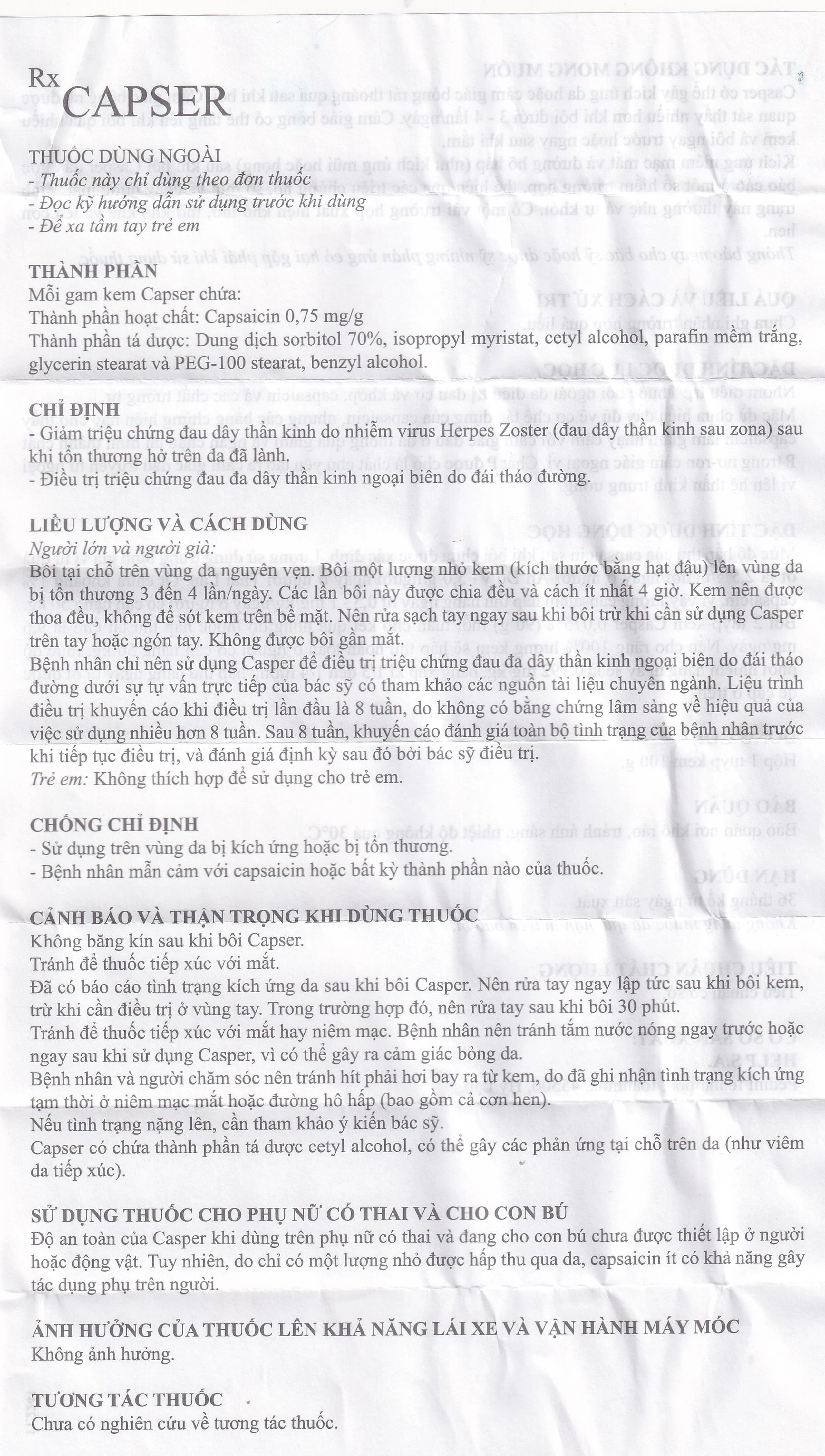 Thuốc Capser Help giảm đau thần kinh do Herpes Zoster và đau dây thần kinh do đái tháo đường (100g)