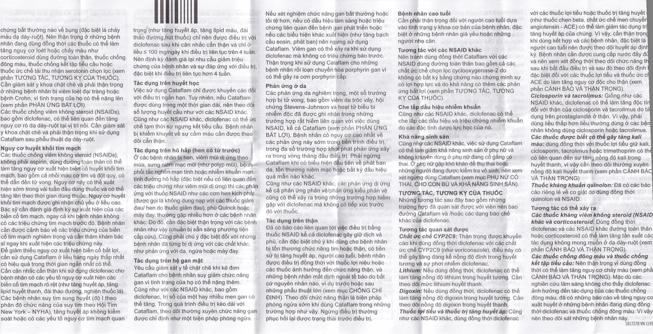 Thuốc Cataflam 50 Novartis điều trị đau sau chấn thương, viêm và sưng do bong gân (1 vỉ x 10 viên)
