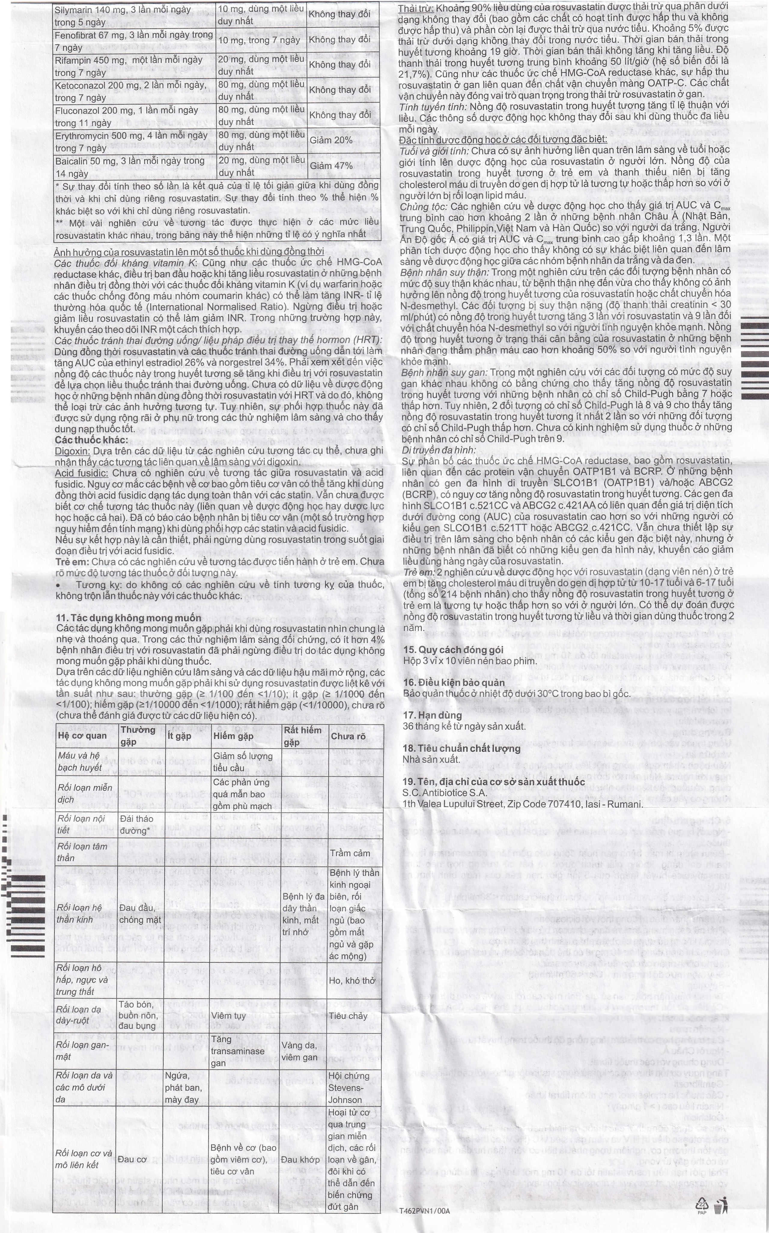 Thuốc Catavastatin 20mg Antibiotice điều trị tăng cholesterol máu và phòng ngừa biến cố tim mạch (3 vỉ x 10 viên)